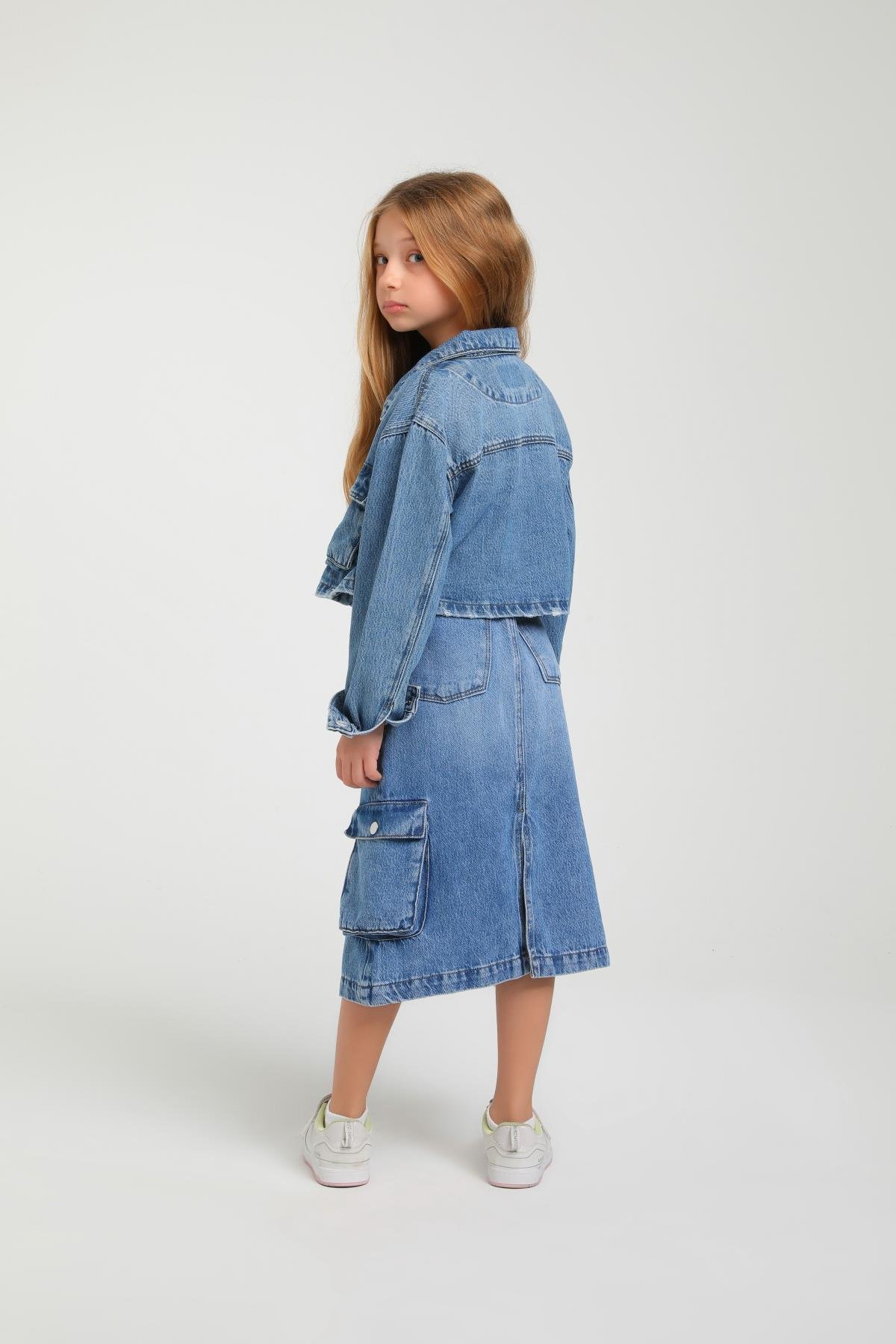 CEPLİ KIZ KOT CEKET