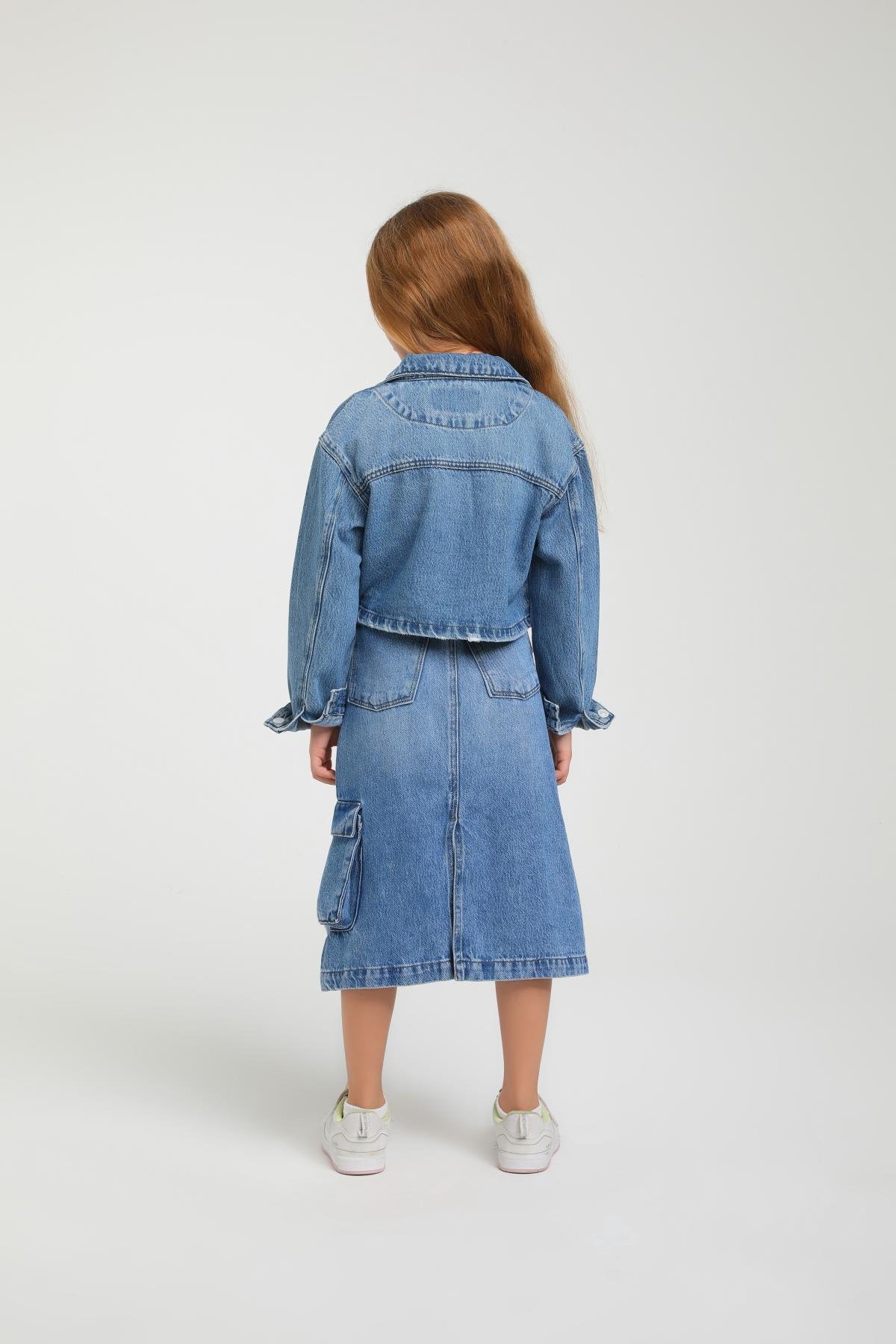 CEPLİ KIZ KOT CEKET