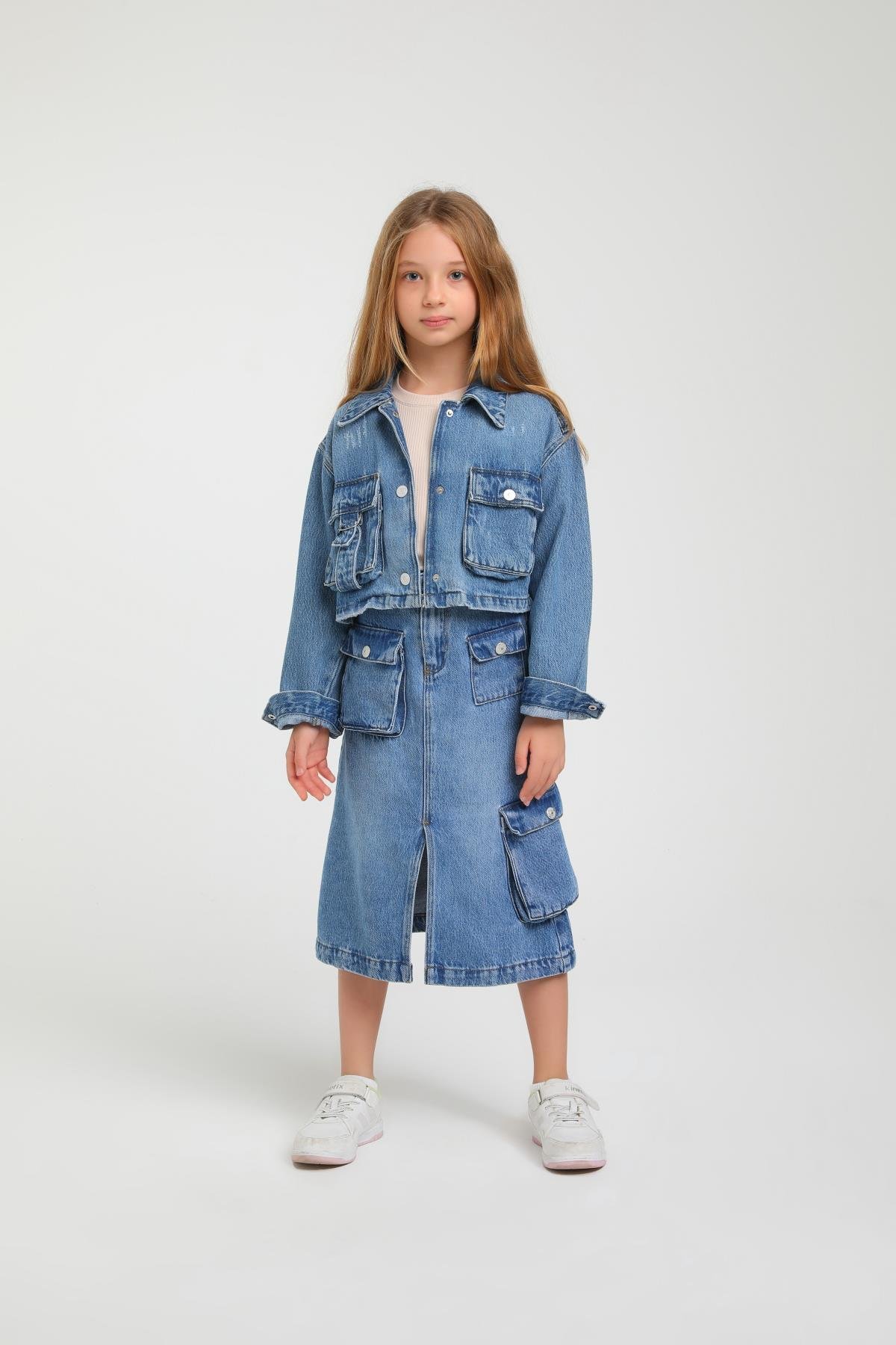 CEPLİ KIZ KOT CEKET