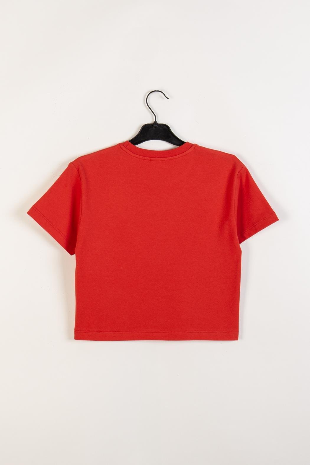 Çiçek Nakışlı Kız Tshirt - Kırmızı