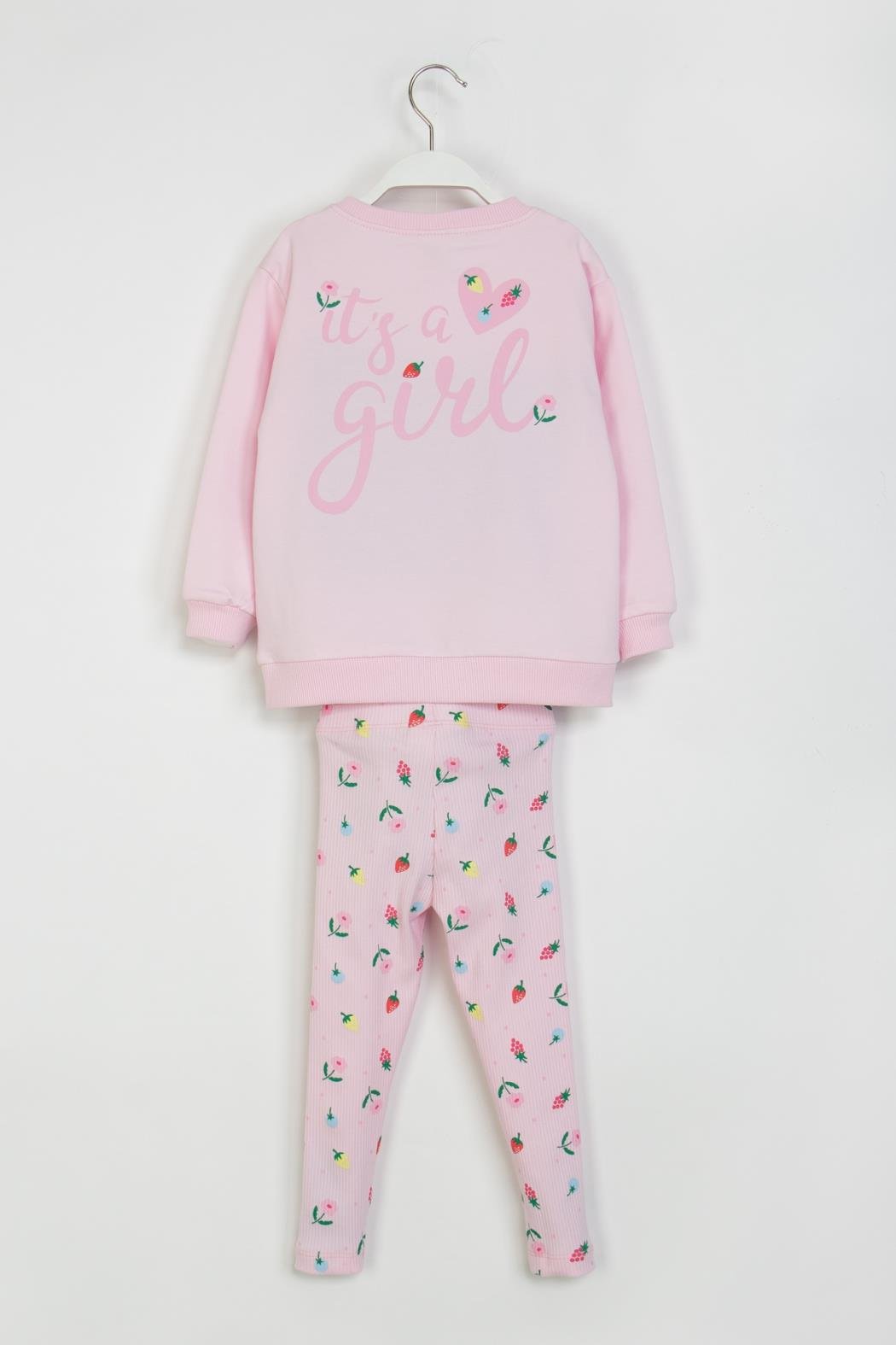 Çiçekli Bebe Taytlı Takım - Pembe