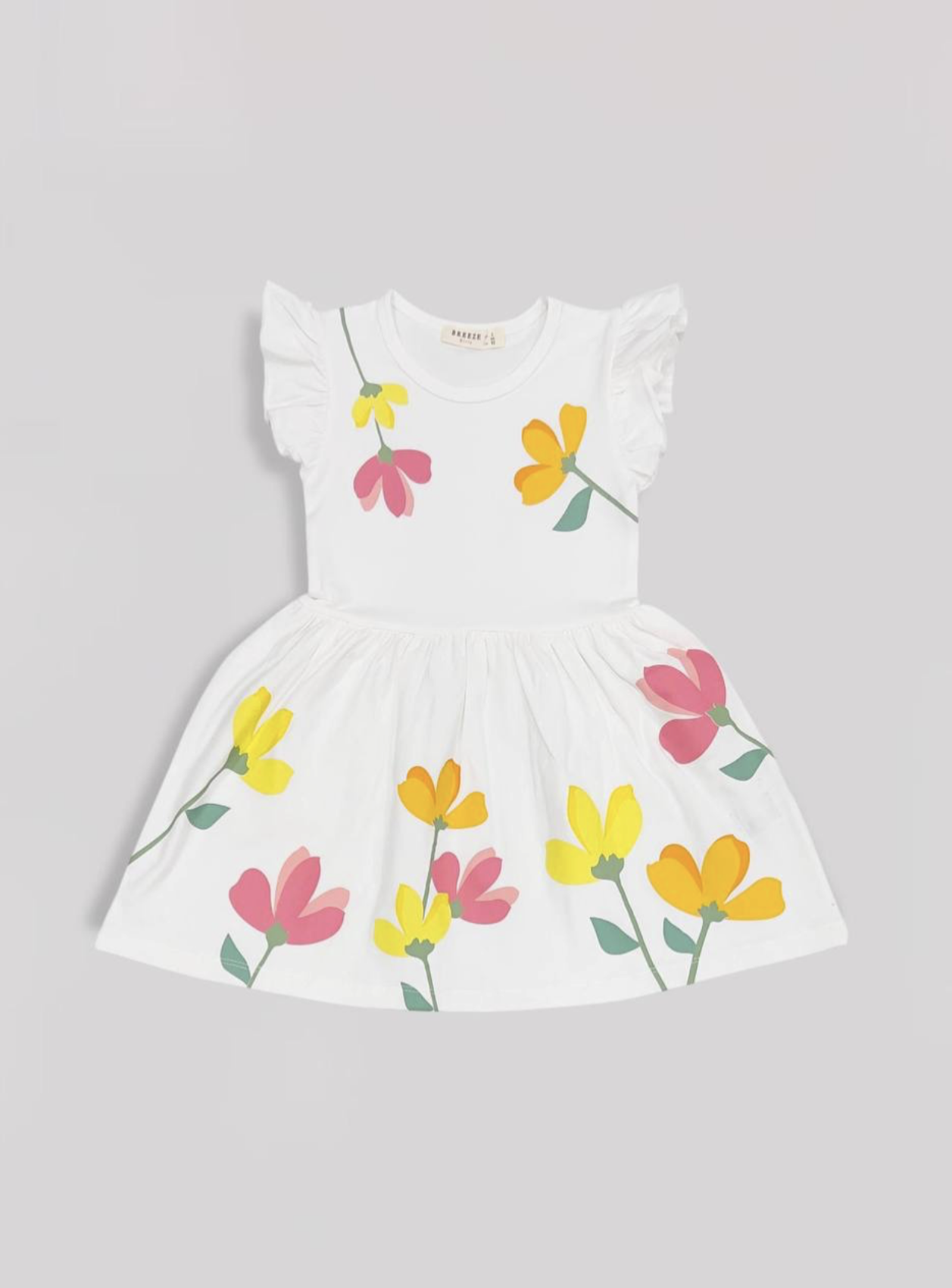 Çiçekli Elbise - Ekru