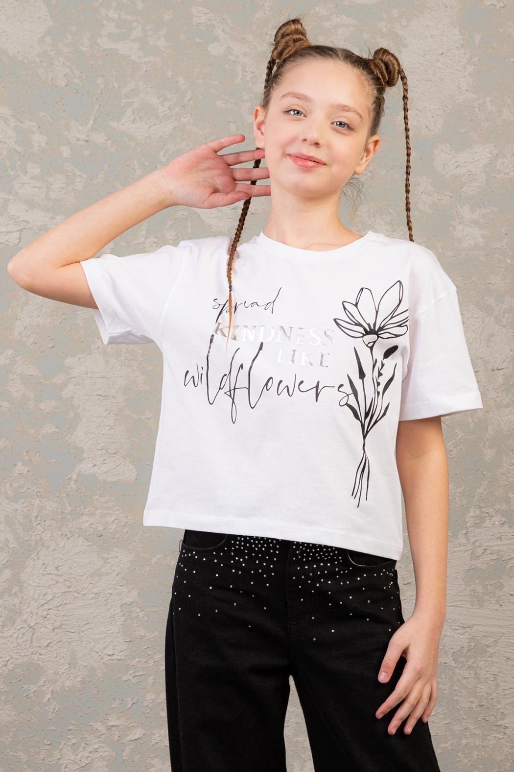 ÇİCEKLİ KIZ T-SHIRT