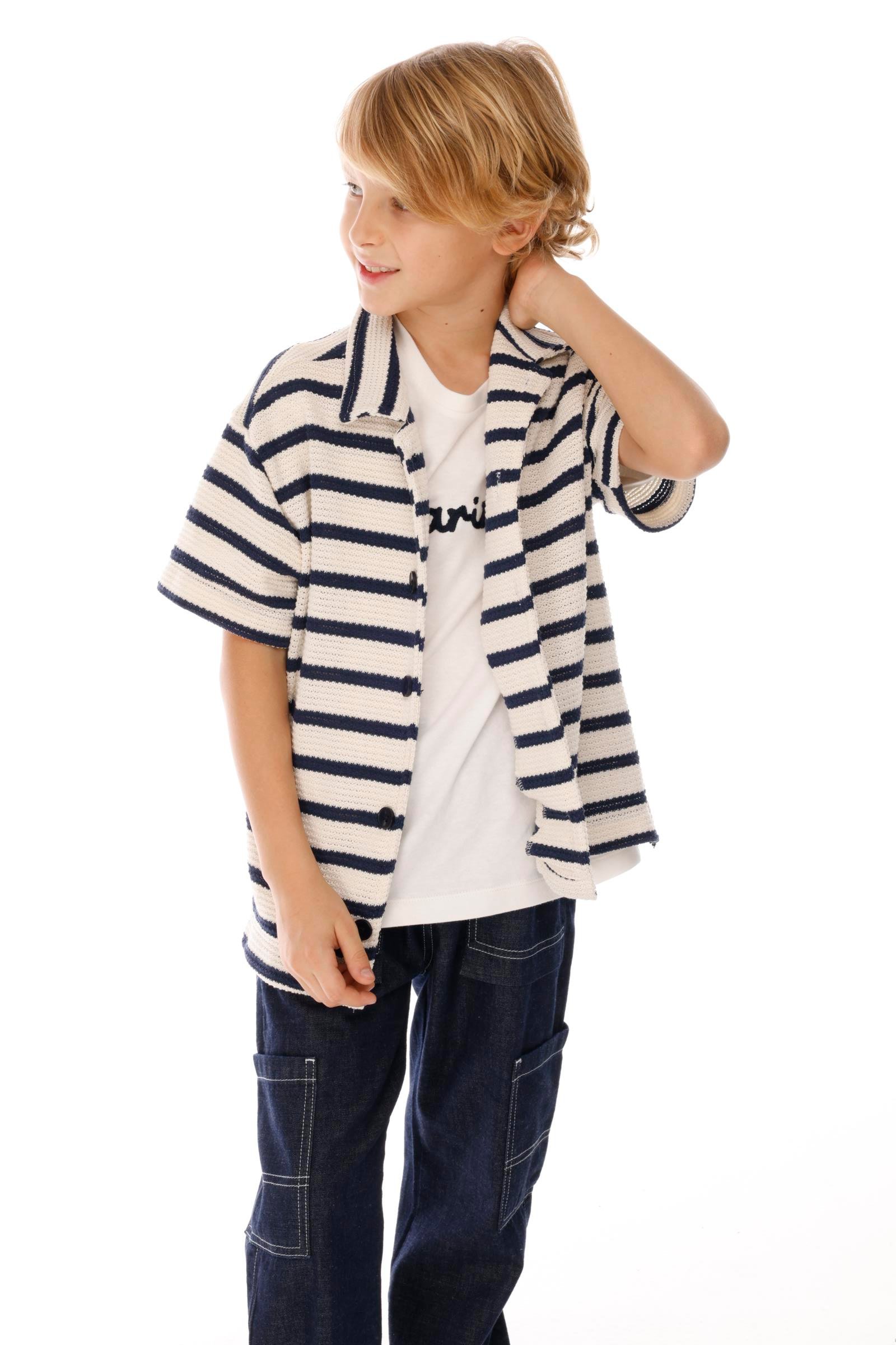 Çizgili Triko Erkek Gömlek - Lacivert