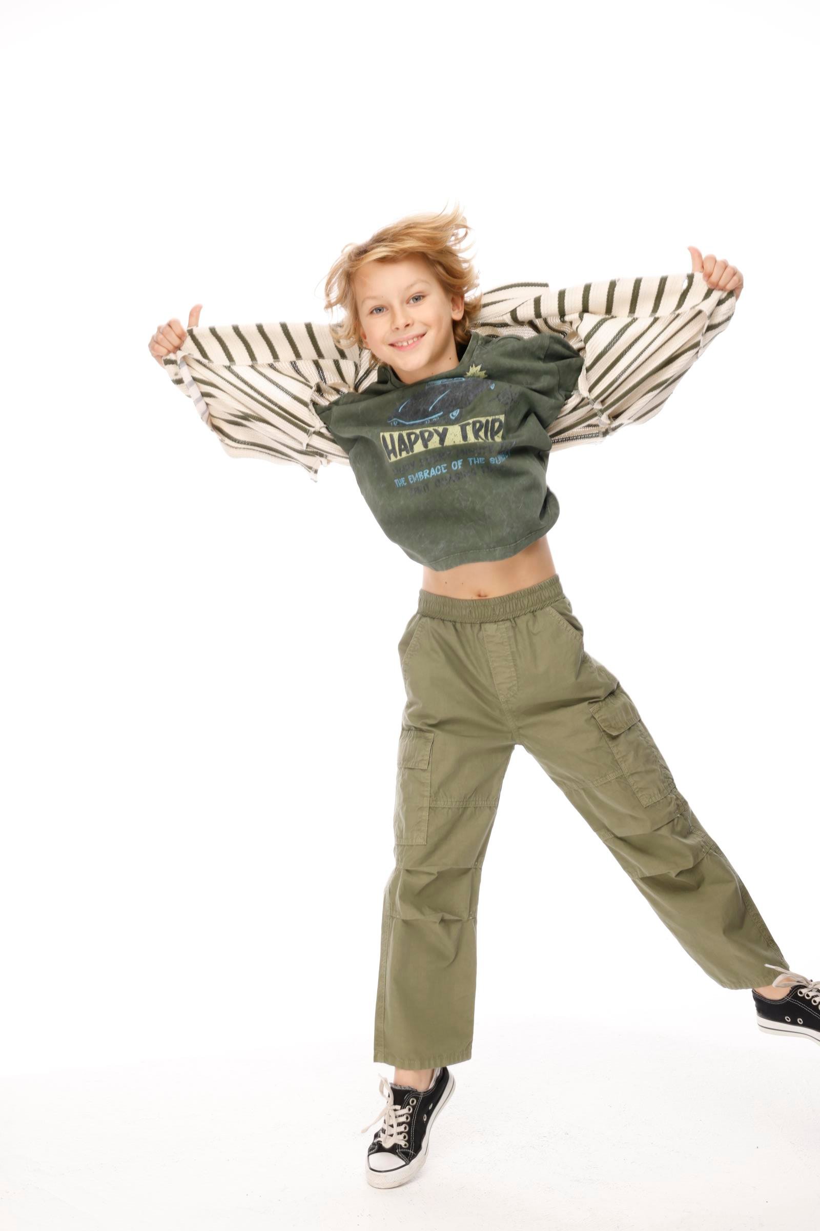 Çizgili Triko Erkek Gömlek - Yeşil Haki