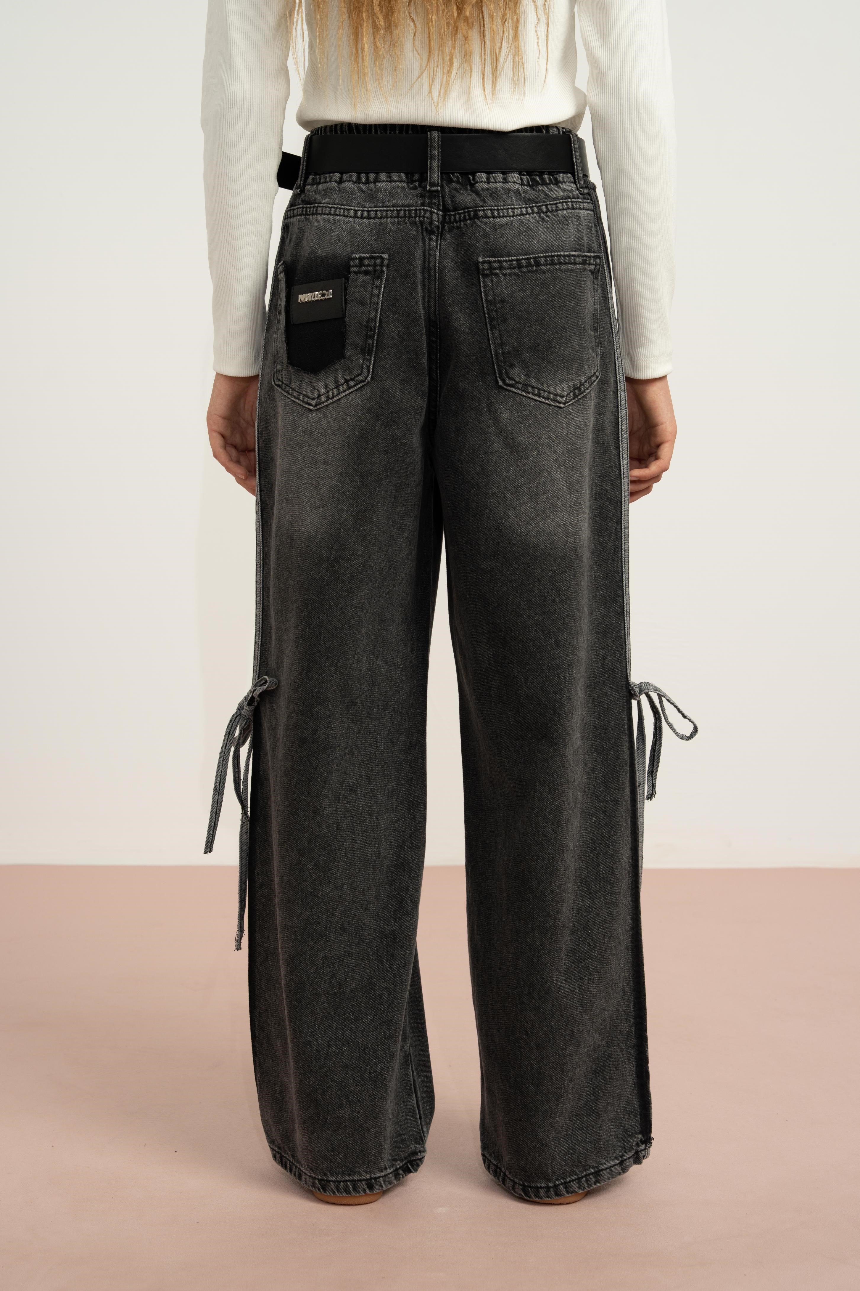 Denim Kız Pantolon - Gri