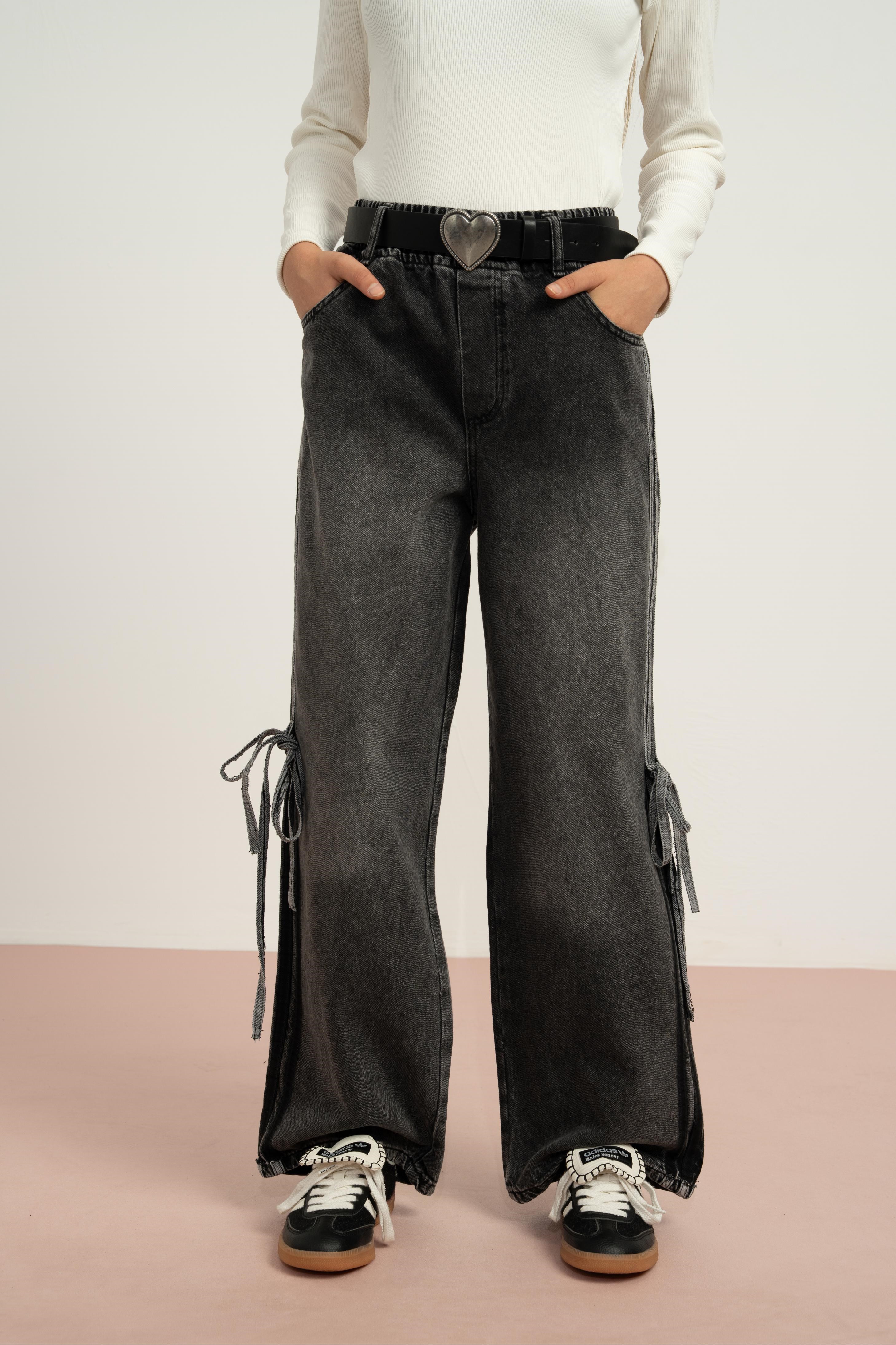 Denim Kız Pantolon - Gri