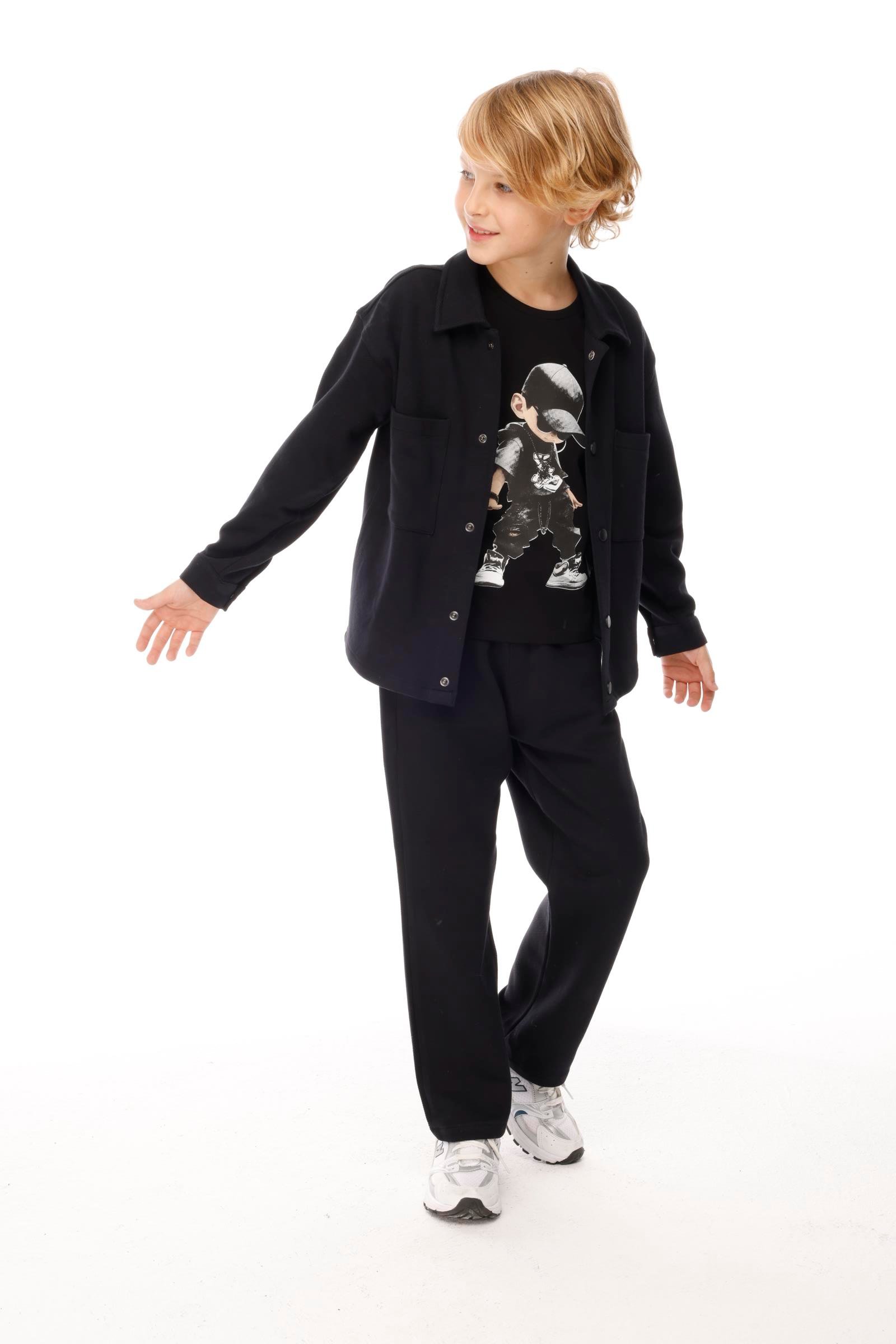 Diagonal Erkek Çocuk Takım - Siyah