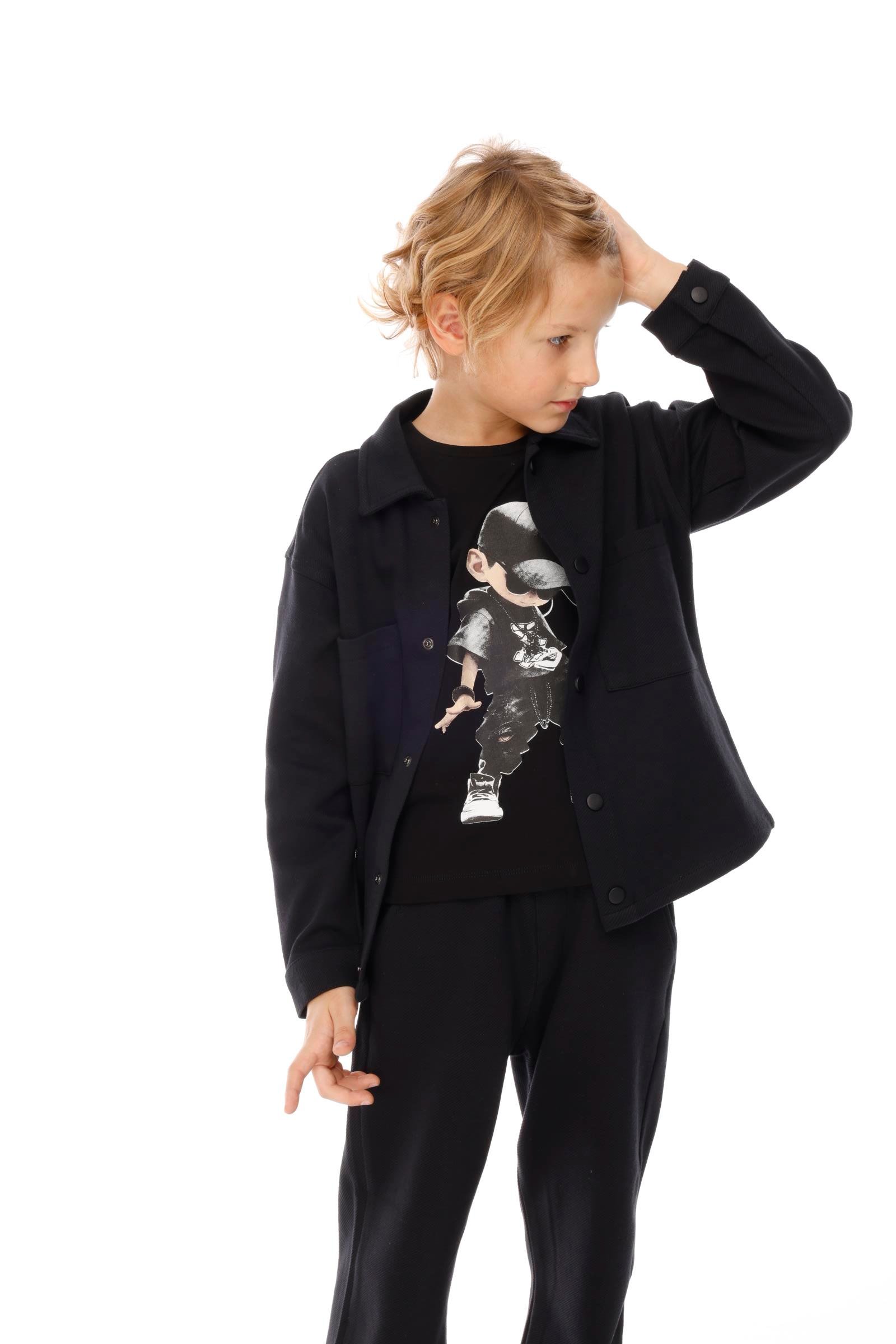 Diagonal Erkek Çocuk Takım - Siyah