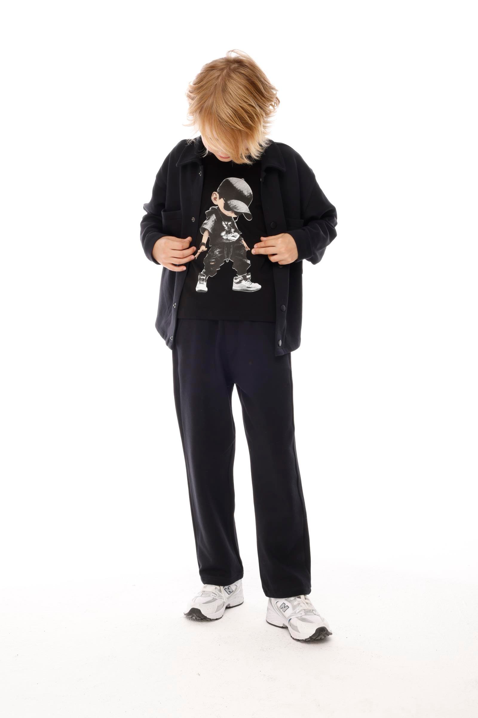 Diagonal Erkek Çocuk Takım - Siyah