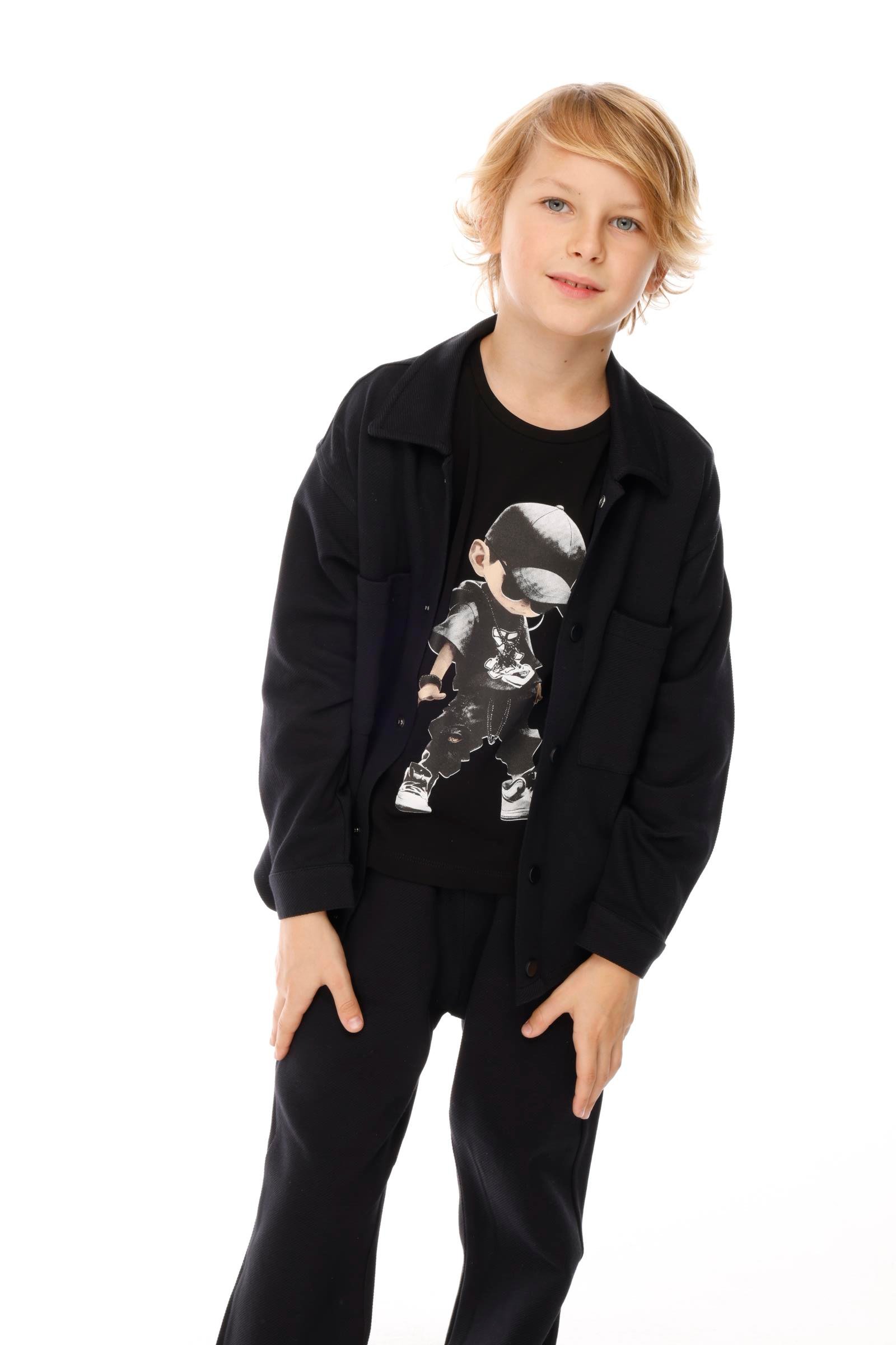 Diagonal Erkek Çocuk Takım - Siyah