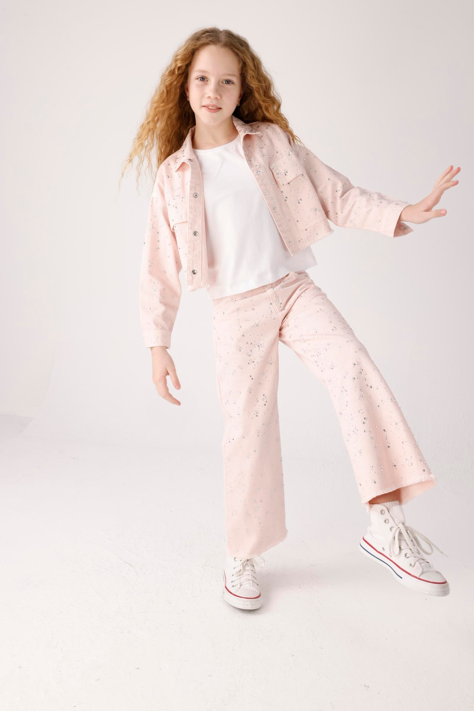 Diamond Kız Pantolon - Pudra