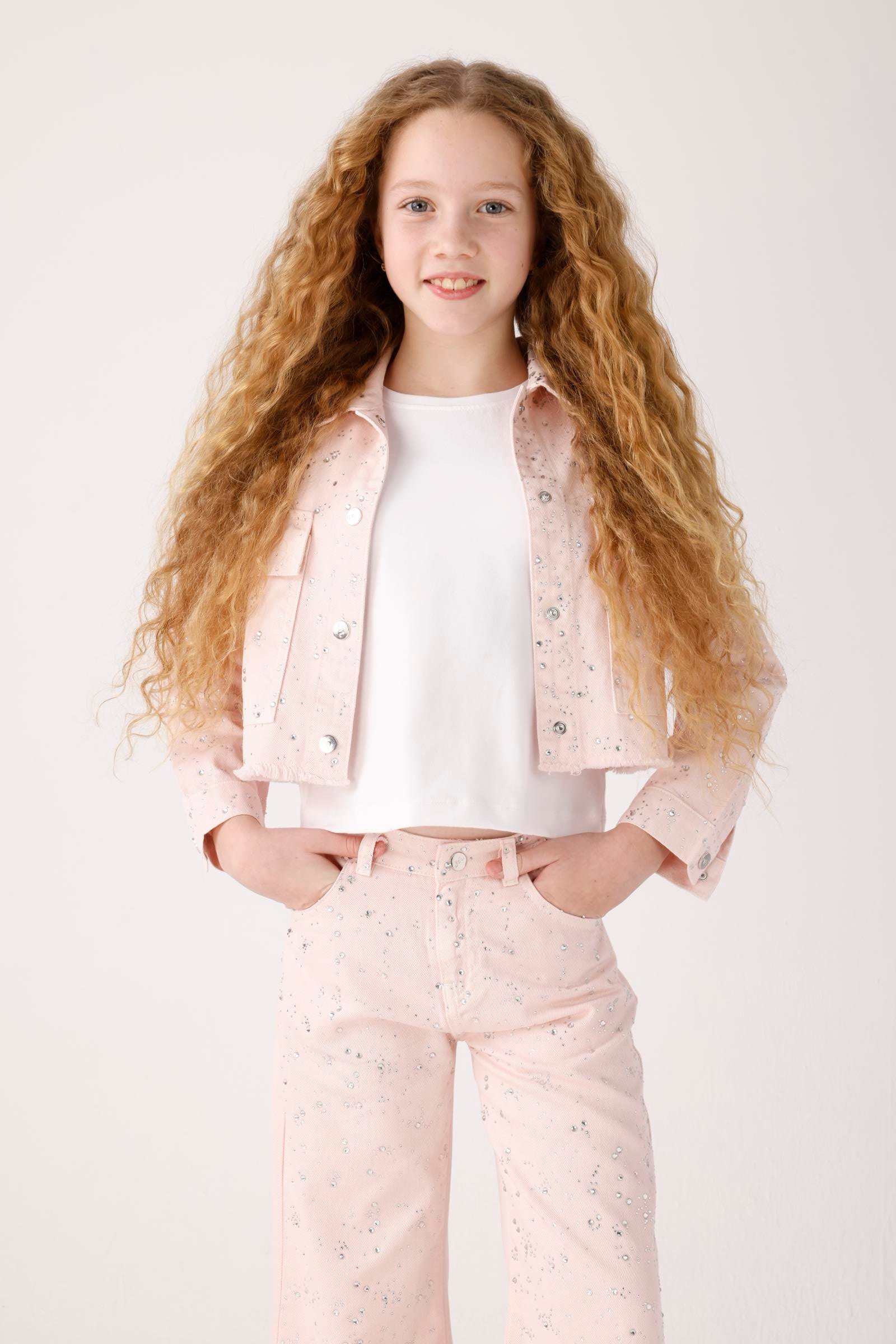 Diamond Kız Pantolon - Pudra