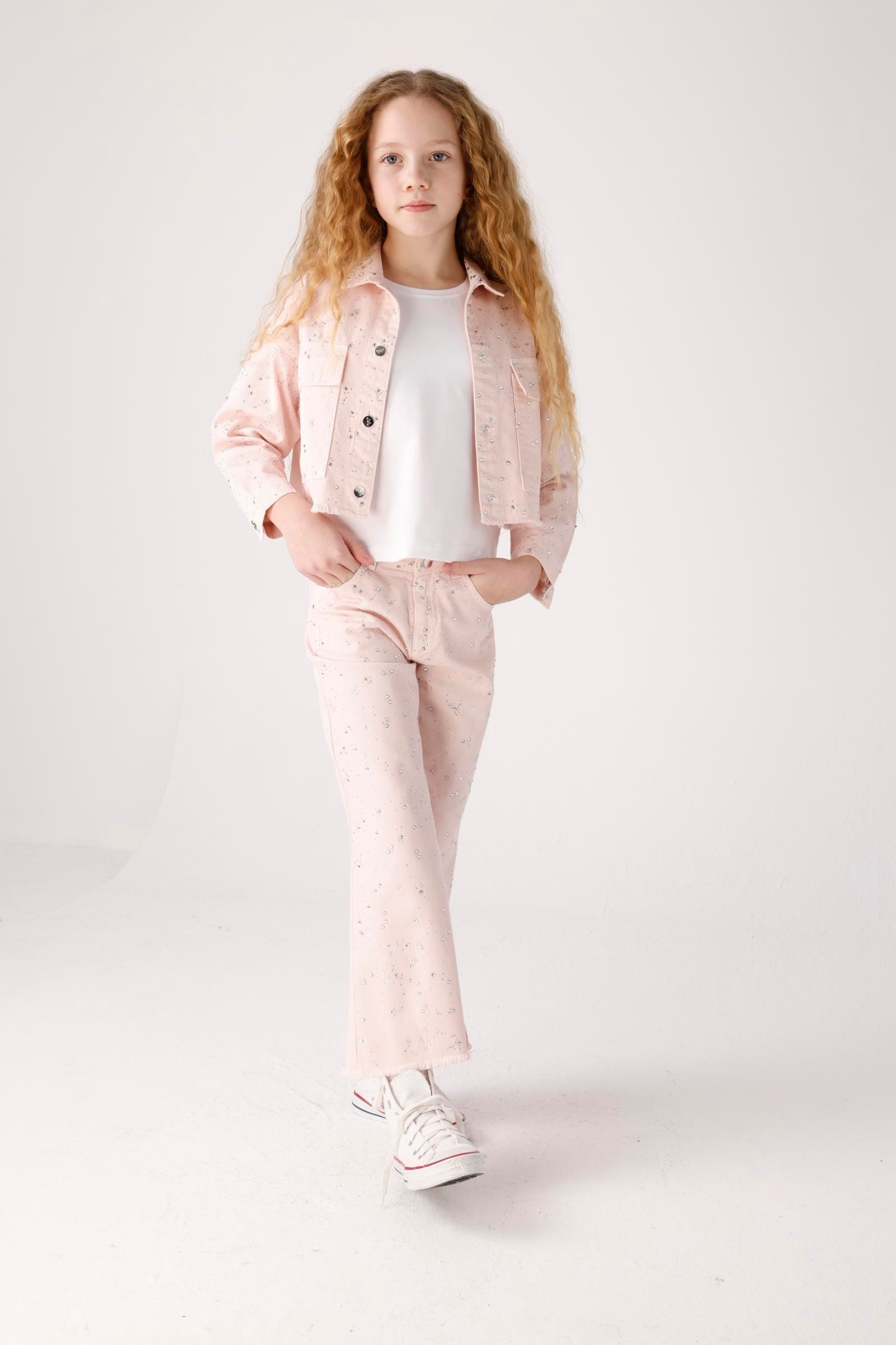 Diamond Kız Pantolon - Pudra