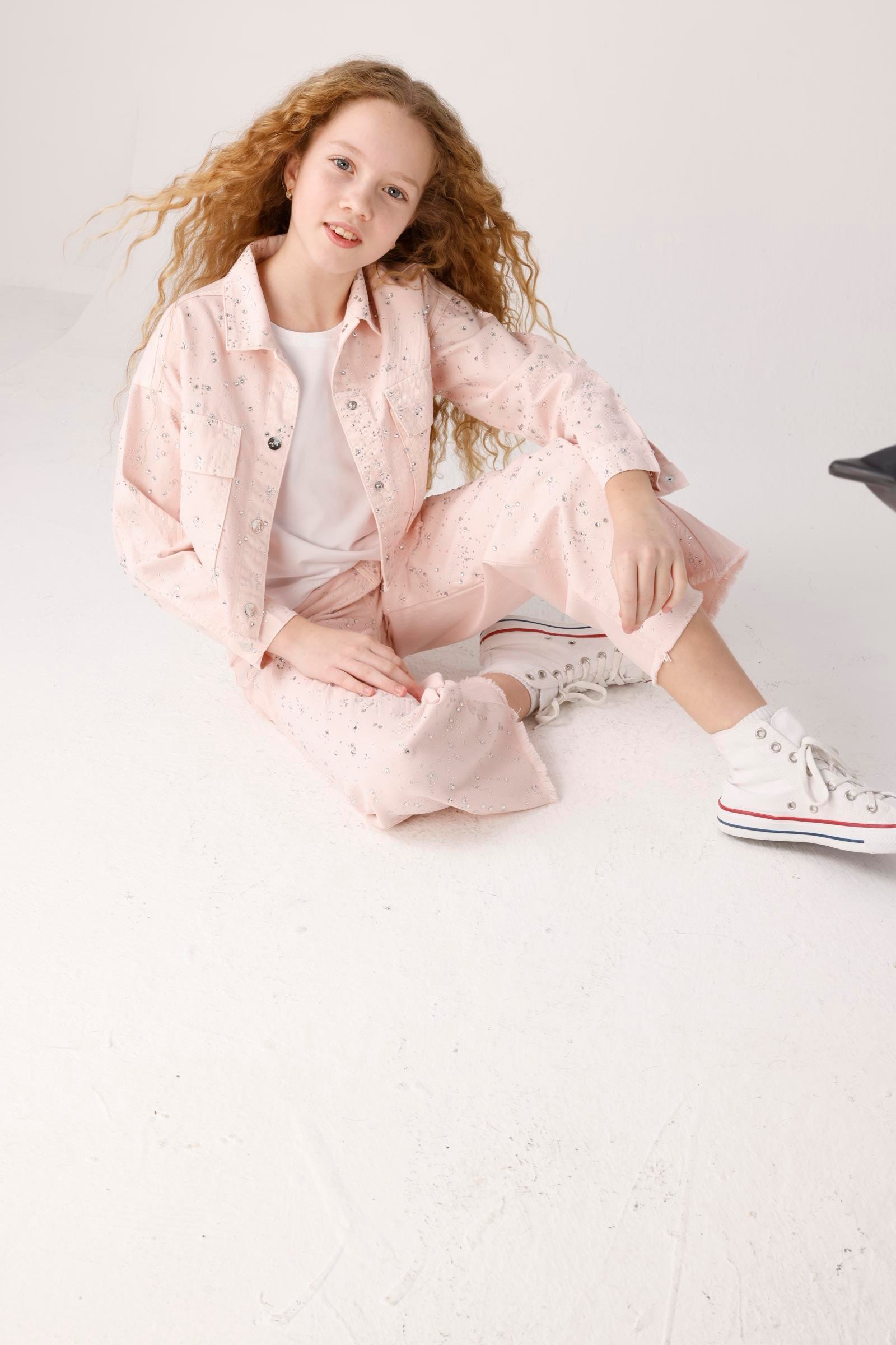 Diamond Kız Pantolon - Pudra