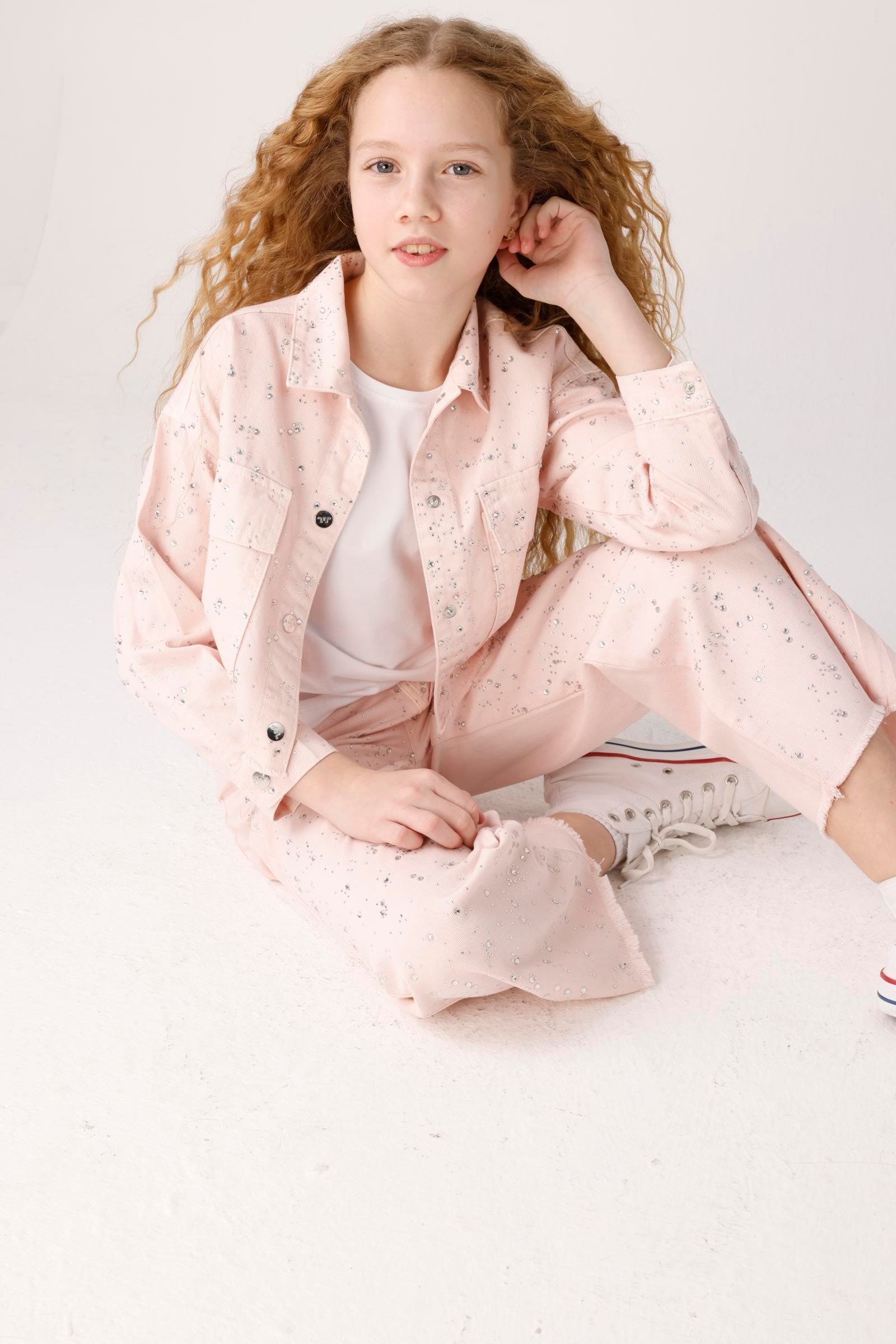 Diamond Kız Pantolon - Pudra