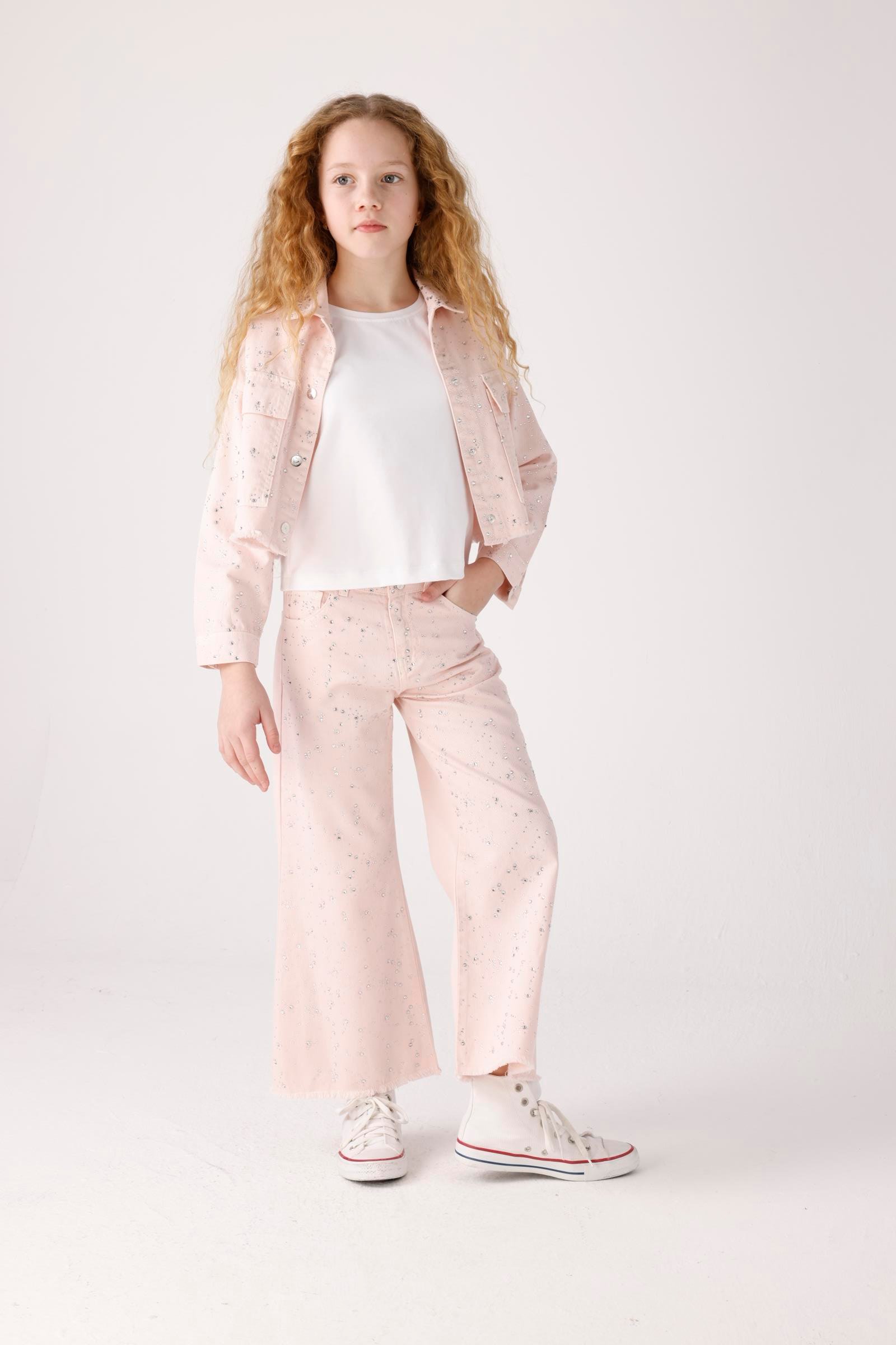 Diamond Kız Pantolon - Pudra