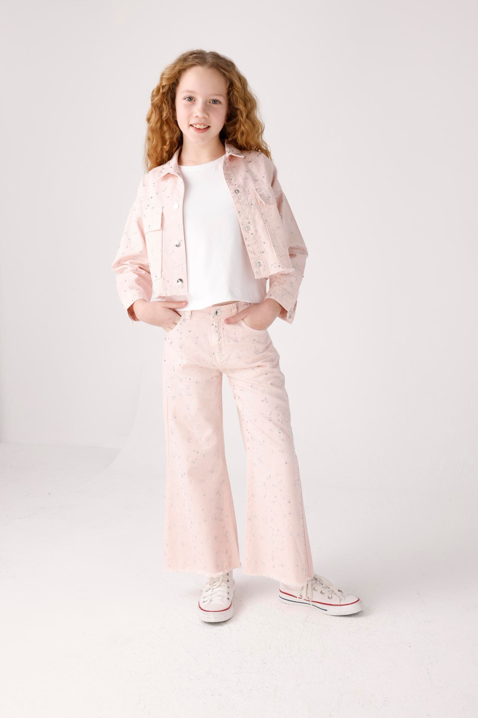 Diamond Kız Pantolon - Pudra