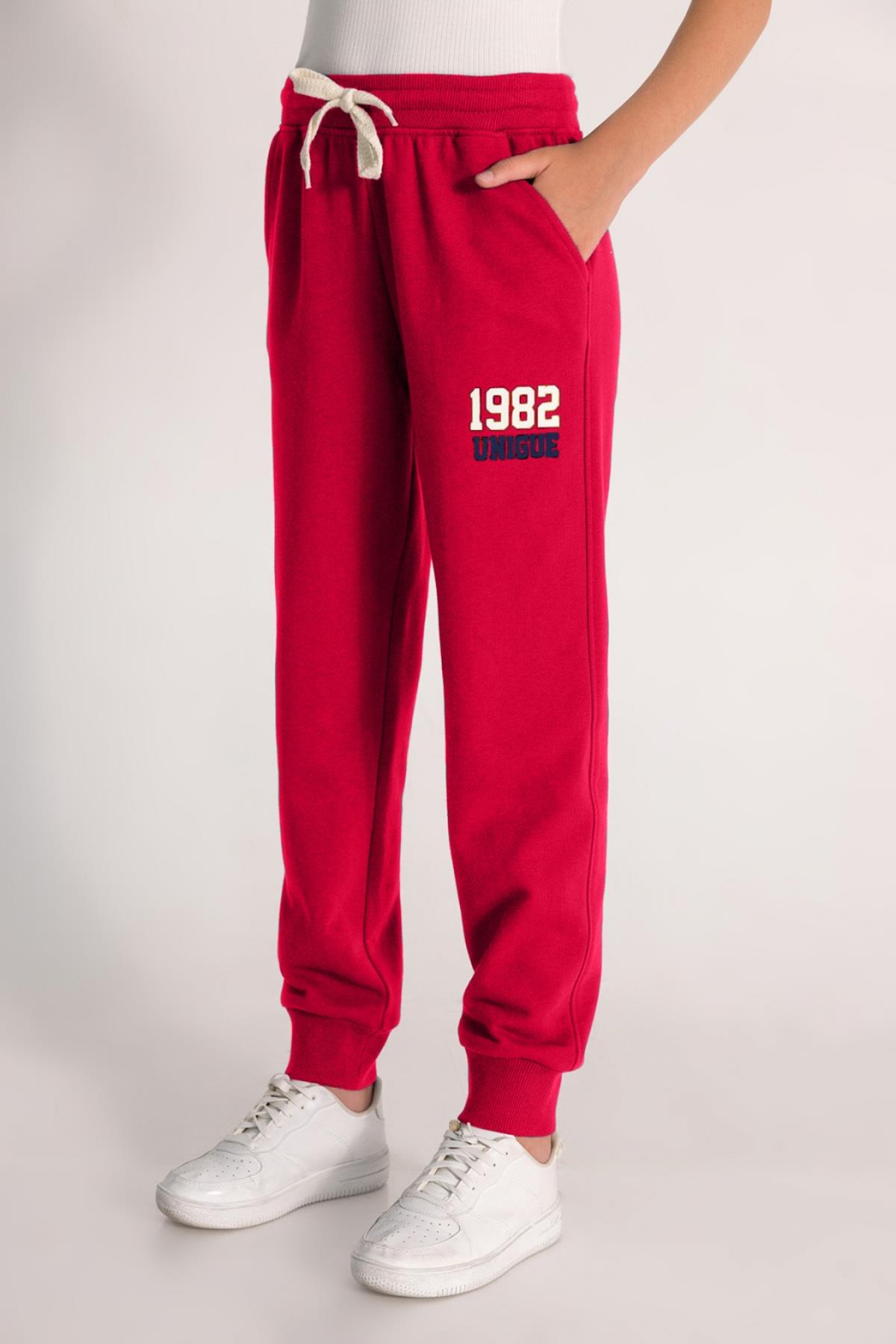 DMB 1982 Yazılı Kız Eşofman Altı - Kırmızı