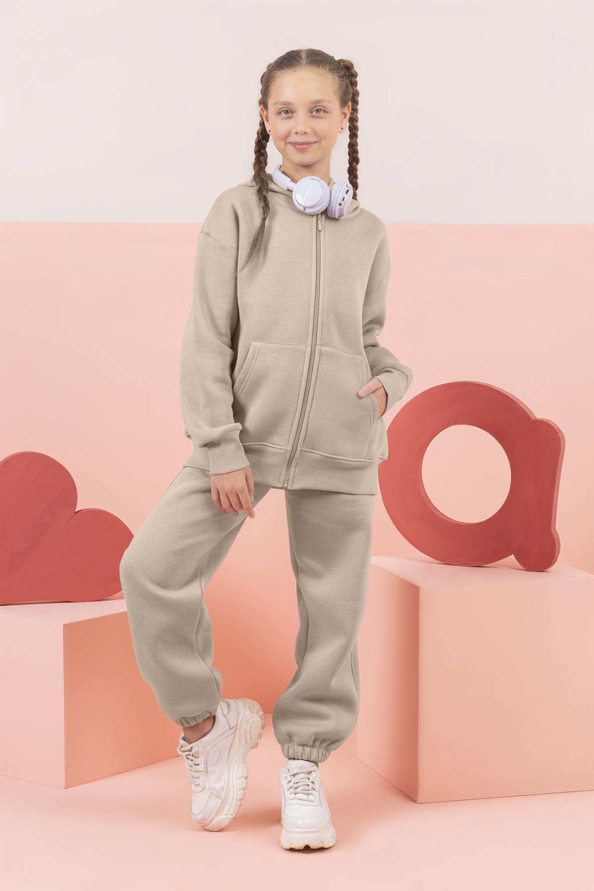 DMB Basic Fermuarlı Sweat - Bej