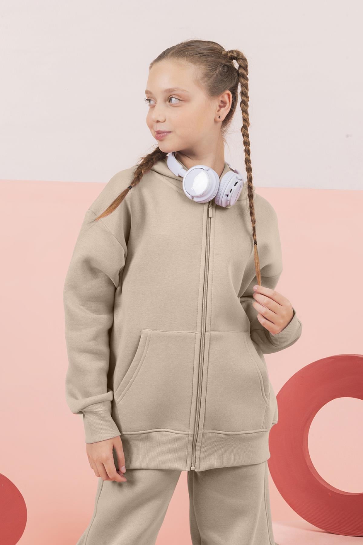 DMB Basic Fermuarlı Sweat - Bej