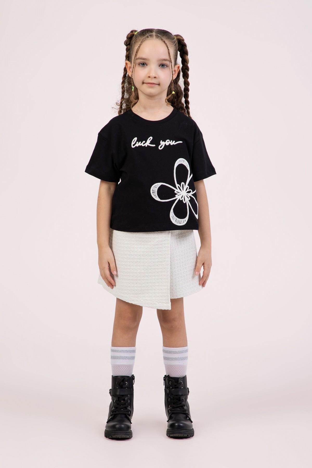 DMB Çiçek İşlemeli Tişört - Siyah