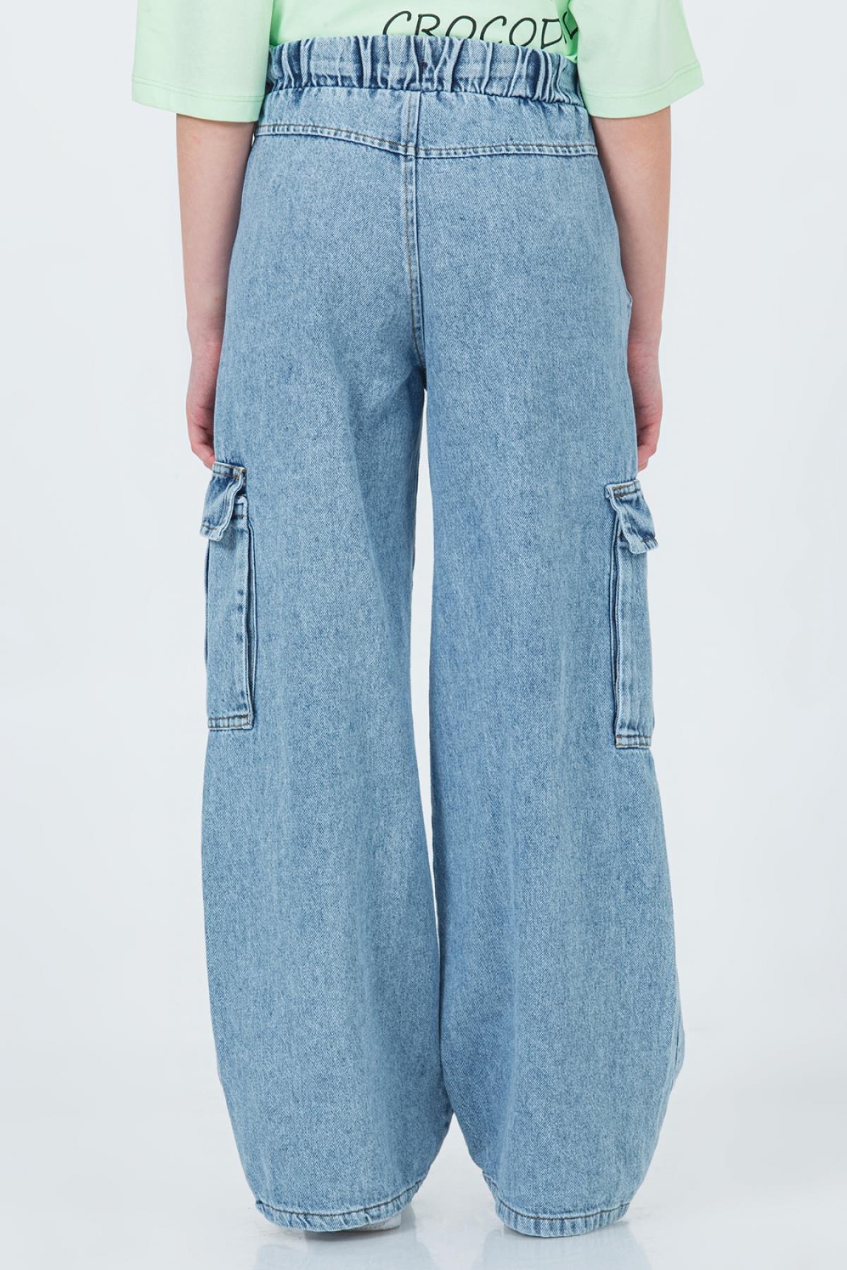 DMB Kargo Cepli Bağcıklı Kız Pantolon - Mavi
