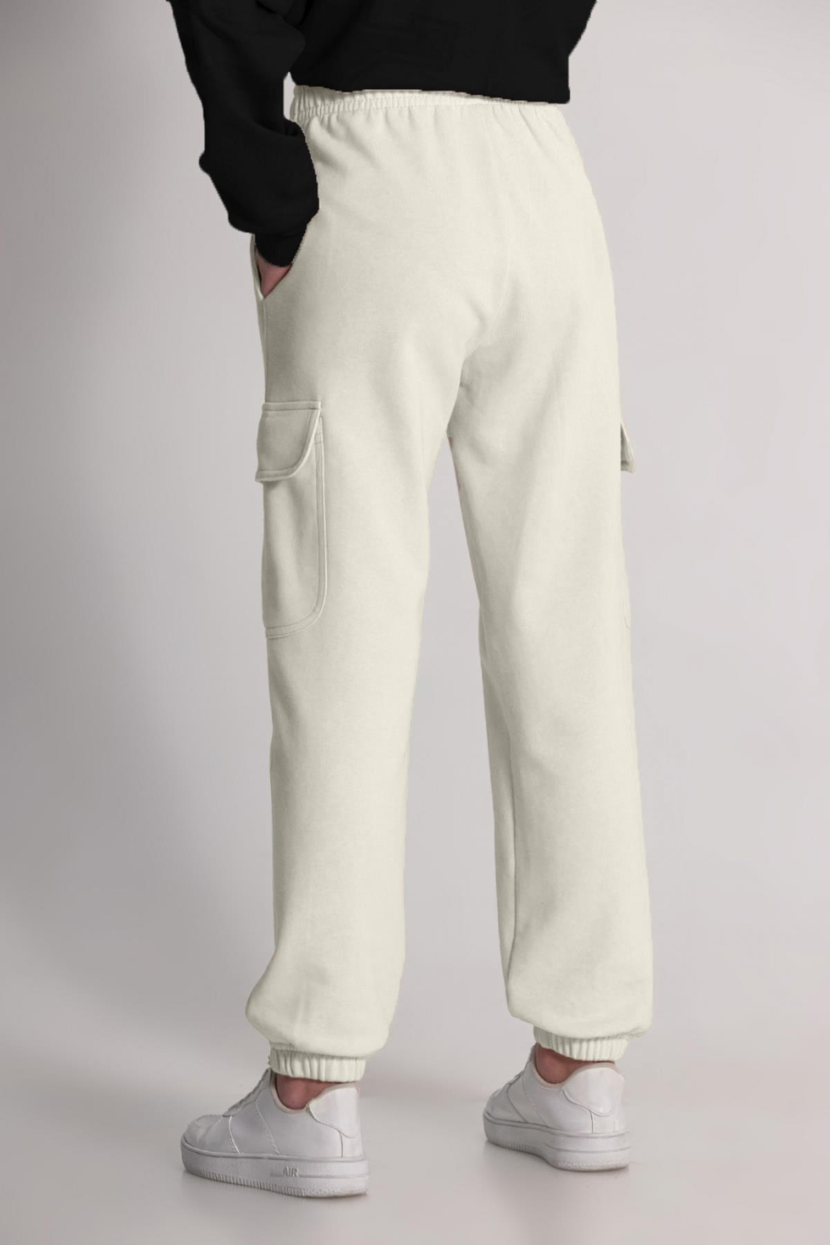 DMB Kargo Cepli Kız Eşofman Altı - Krem