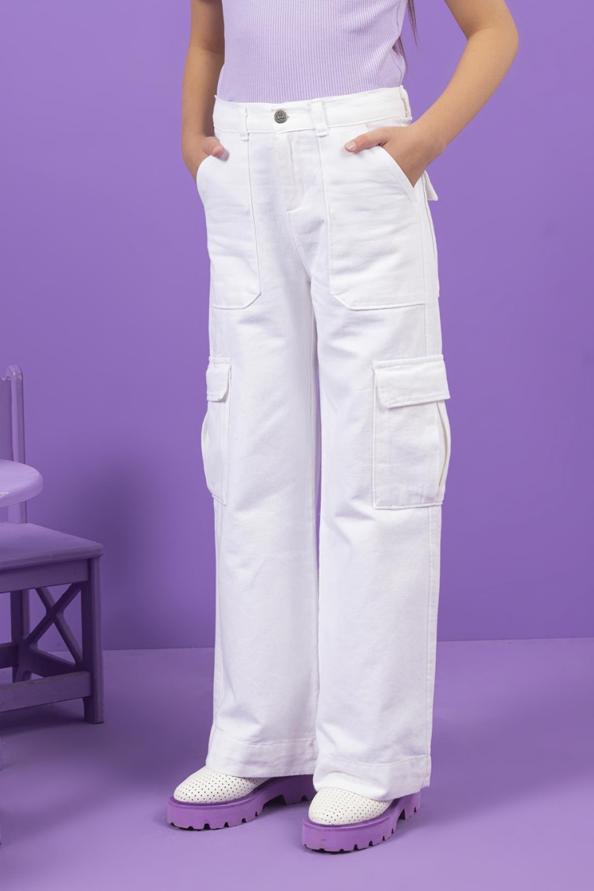 DMB Kargo Kız Kot Pantolon - Beyaz