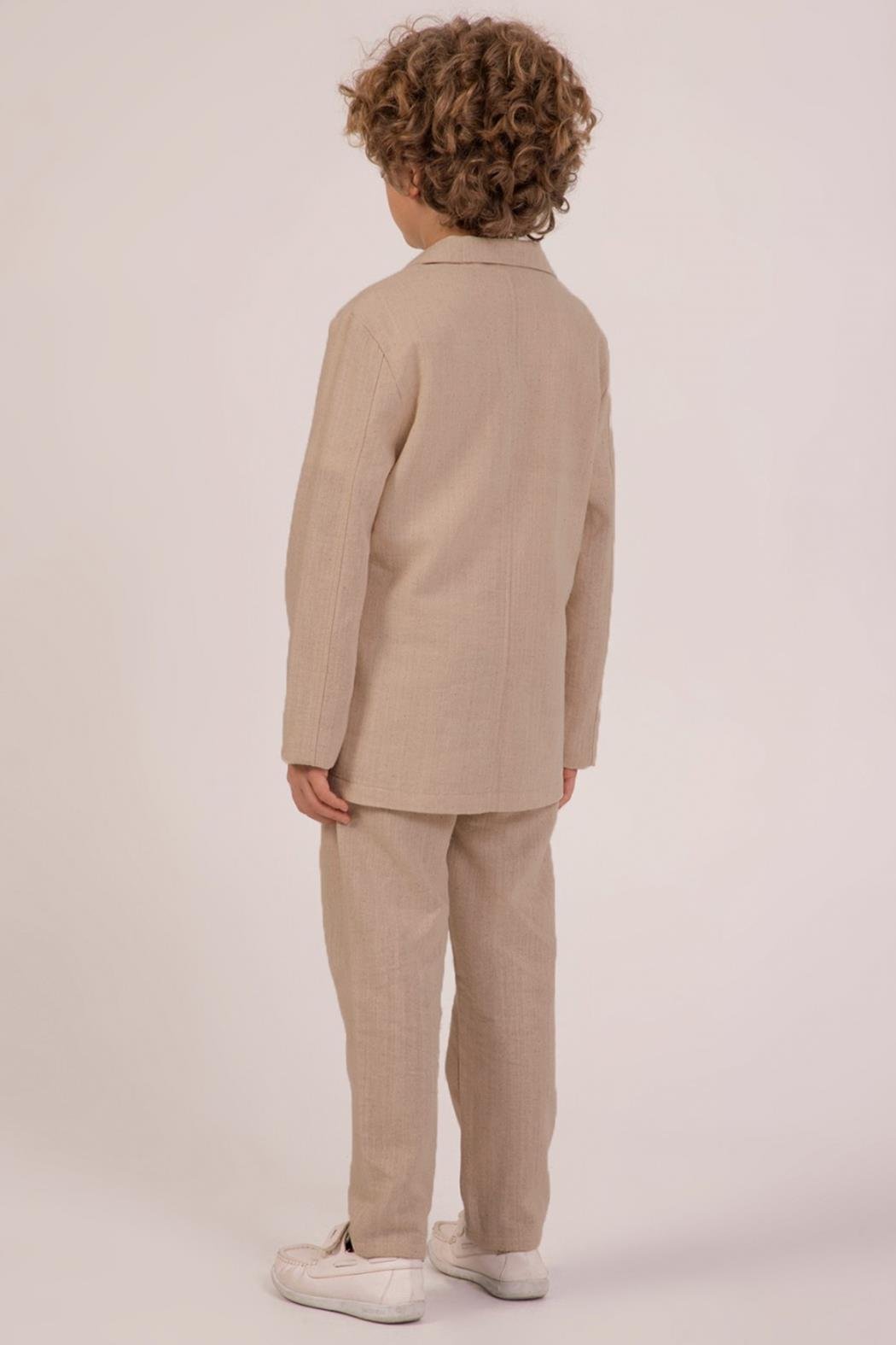 DMB Keten Erkek 3'lü Takım - Kahverengi