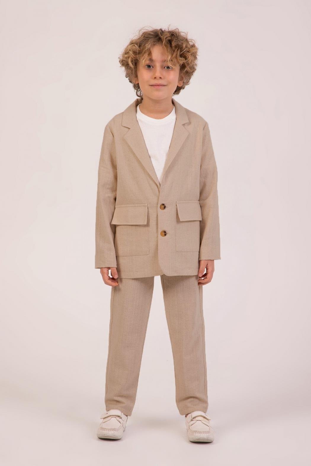 DMB Keten Erkek 3'lü Takım - Kahverengi