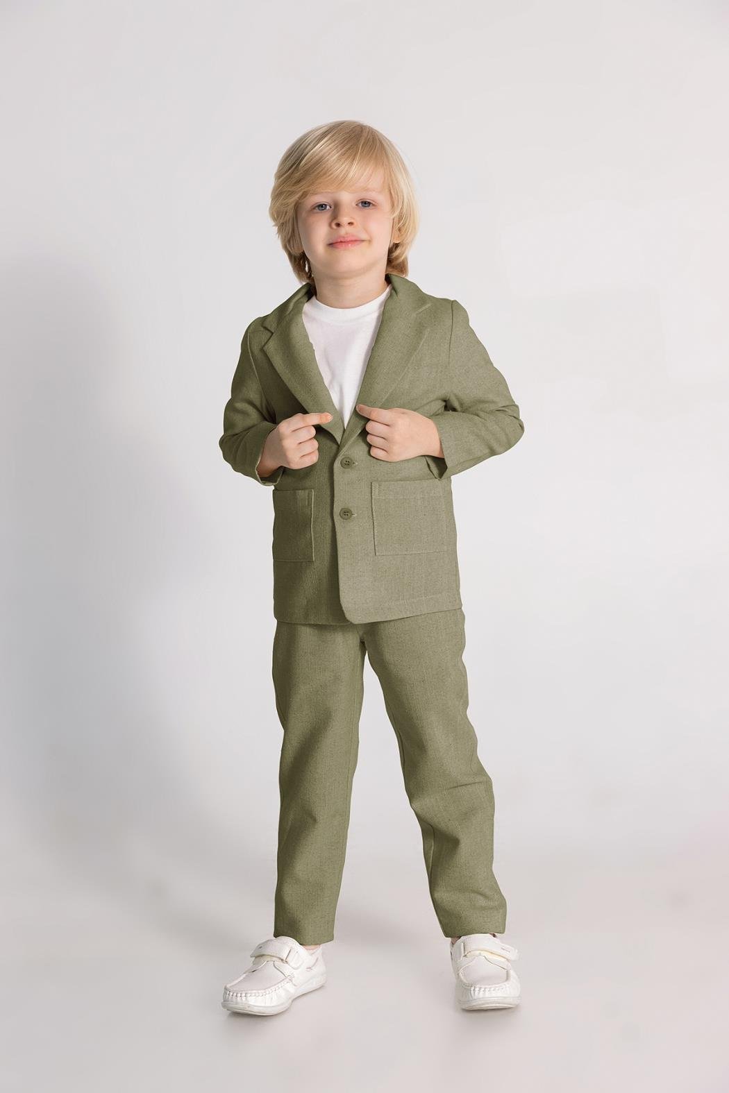 DMB Keten Erkek 3'lü Takım - Yeşil Haki