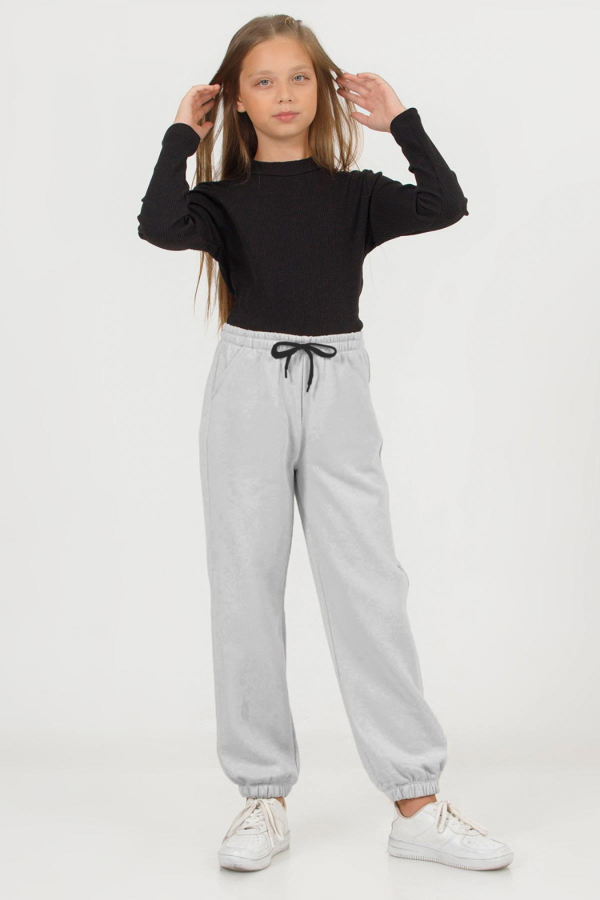 DMB Paçası Lastikli Kız Eşofman - Gri