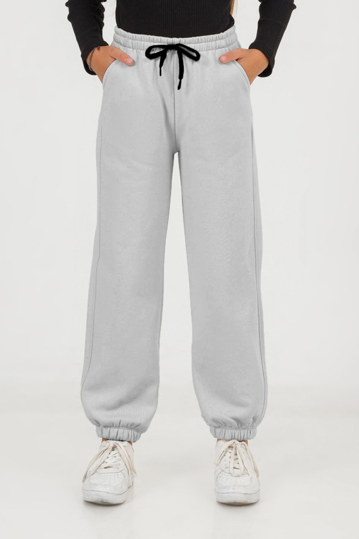 DMB Paçası Lastikli Kız Eşofman - Gri