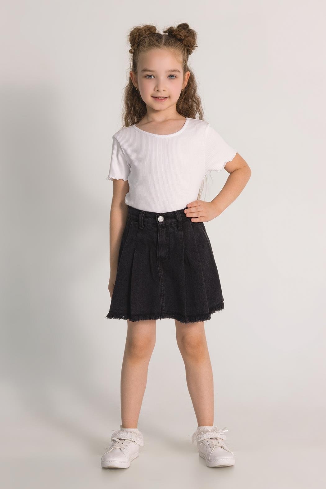 Dmb Püsküllü Kız Şort Etek - Siyah