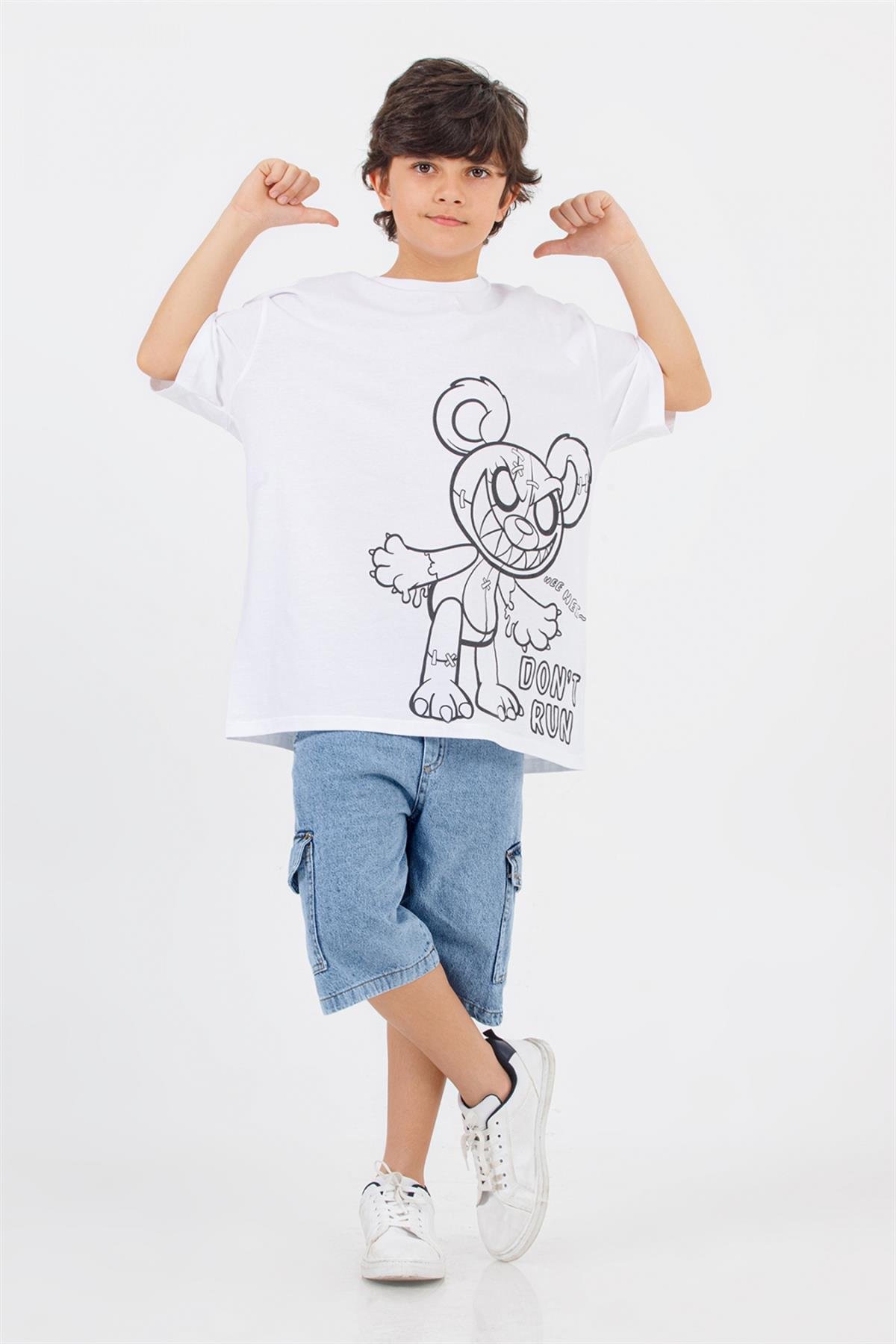DONT RUN YAZILI BASIC T-SHIRT