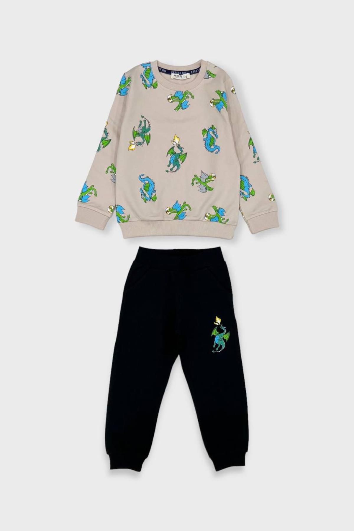 Ejderhalı Erkek Takım - Bej