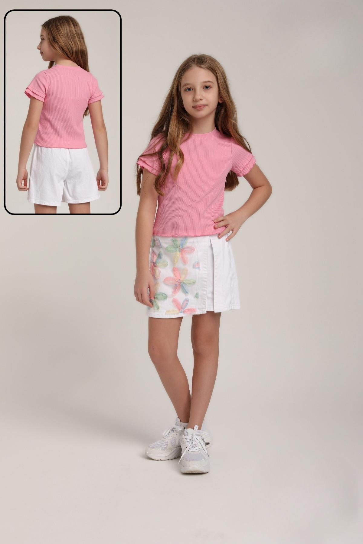 ESCABEL Çiçekli Şort Etek - Beyaz