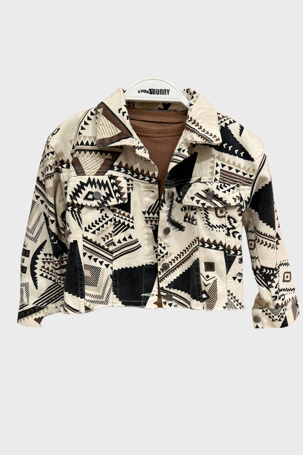 Escabel Geometrik Desenli Ceket - Kahverengi