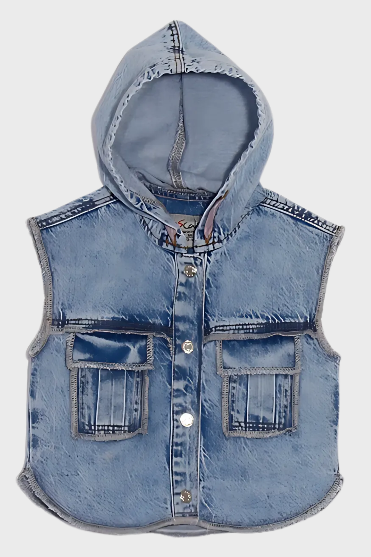 ESCABEL Kapüşonlu Kot Kız Bebe Yelek - Mavi