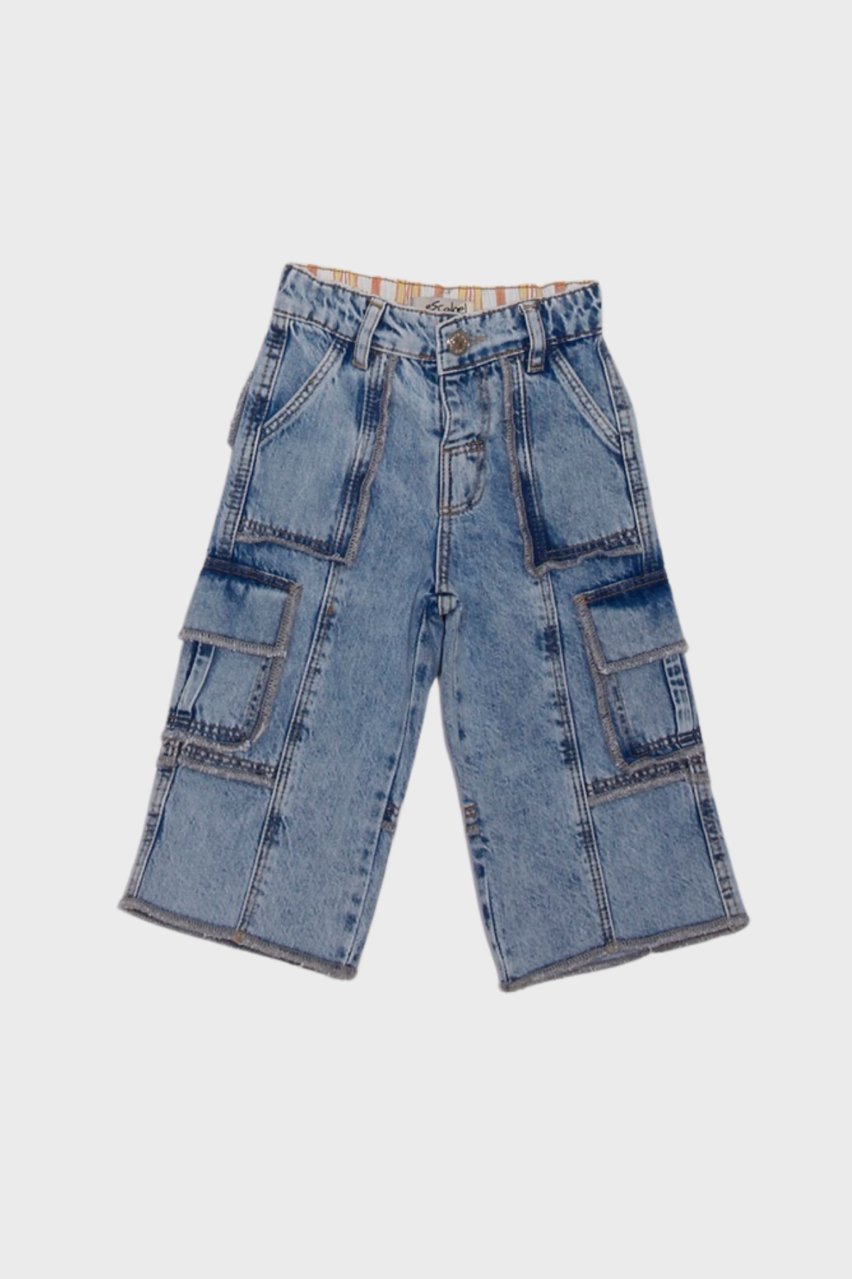 ESCABEL Kargo Cep Kız Bebe Pantolon - Mavi