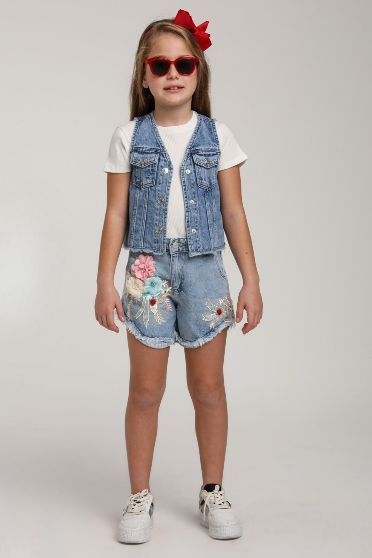 ESCABEL Taşlı Kız Kot Yelek - Mavi