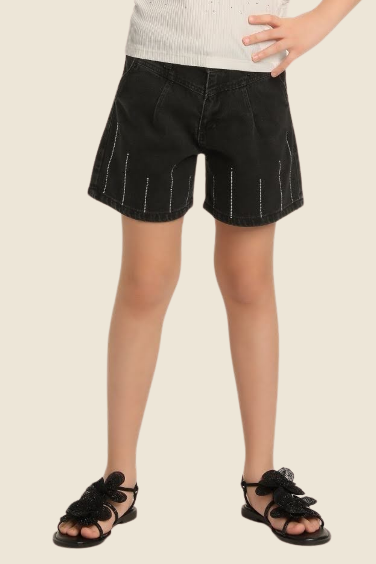 ESCABEL Taşlı Kız Şort - Siyah