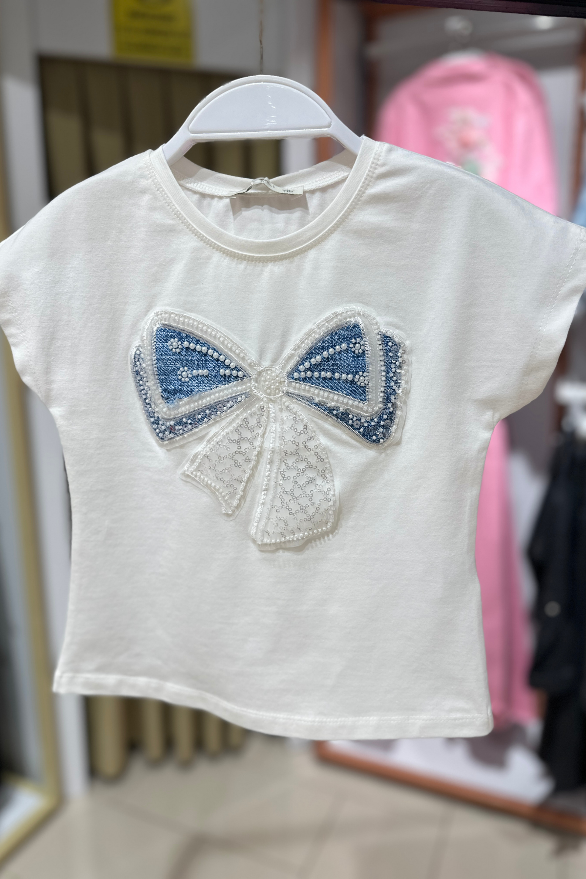 ESSCABEL Önü Kelebekli Tişört - Beyaz