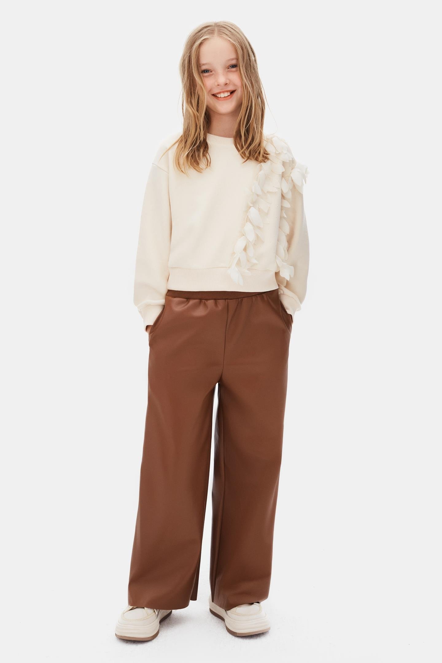 Fancy Kız Sweat - Krem