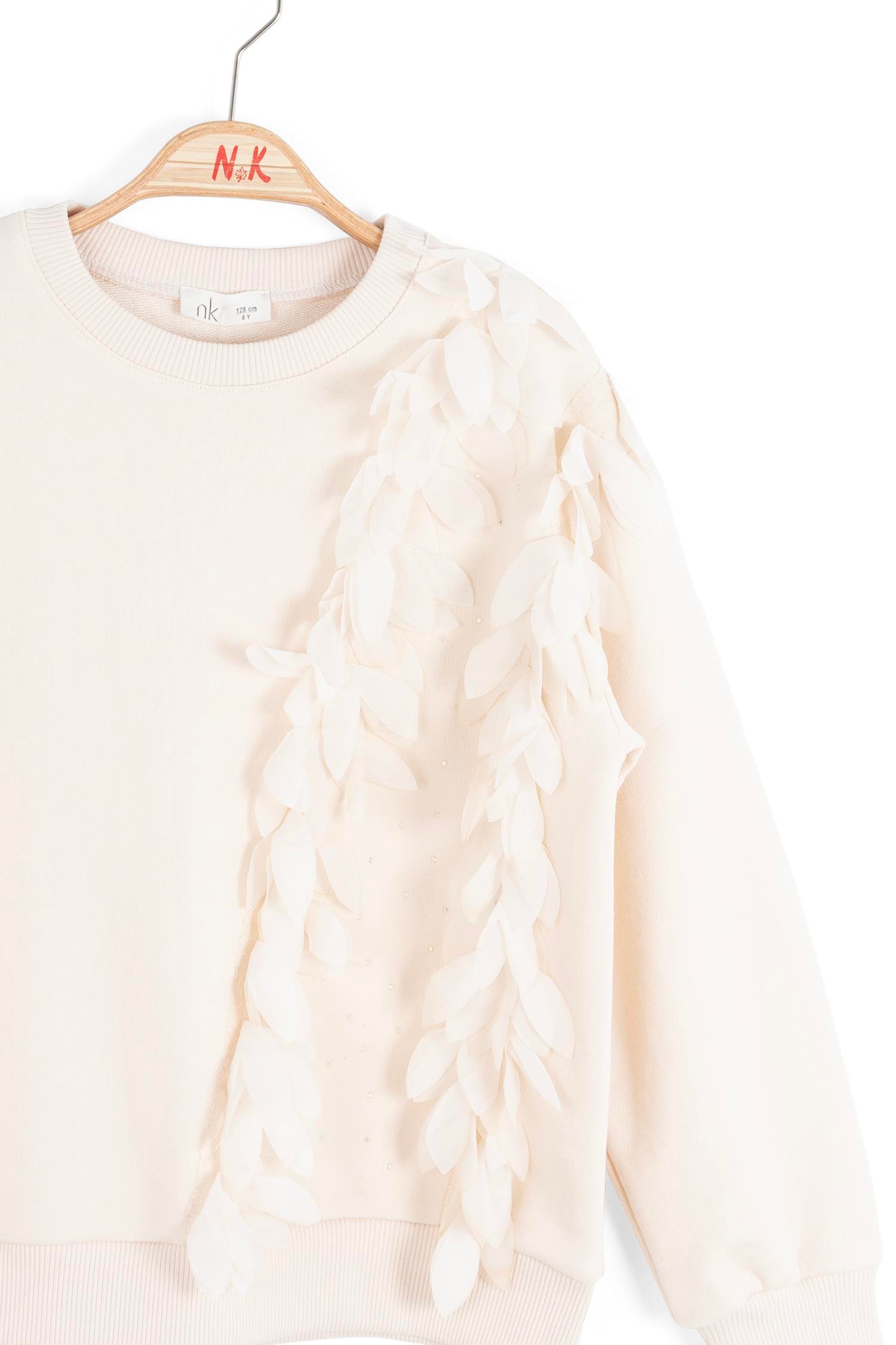 Fancy Kız Sweat - Krem