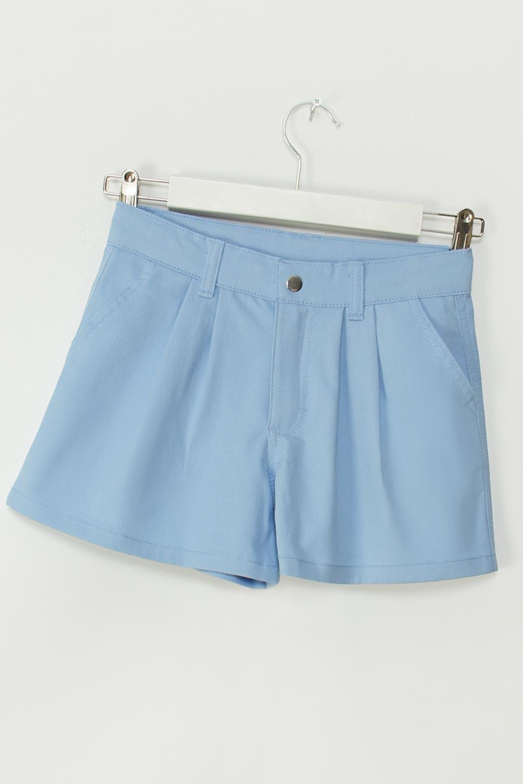 Gabardin Kız Şort - Mavi