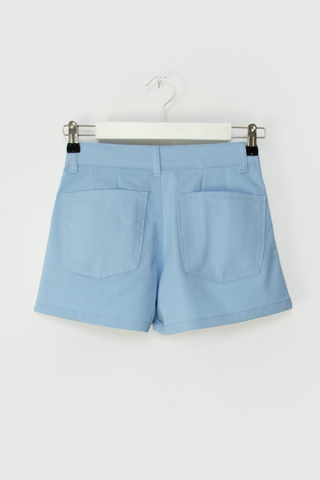 Gabardin Kız Şort - Mavi