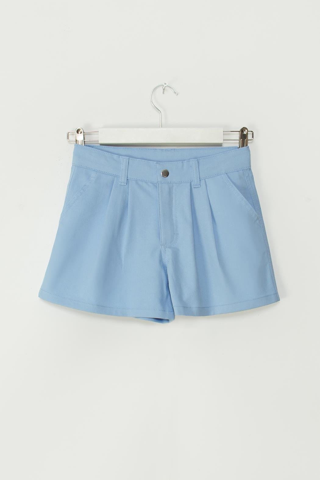 Gabardin Kız Şort - Mavi