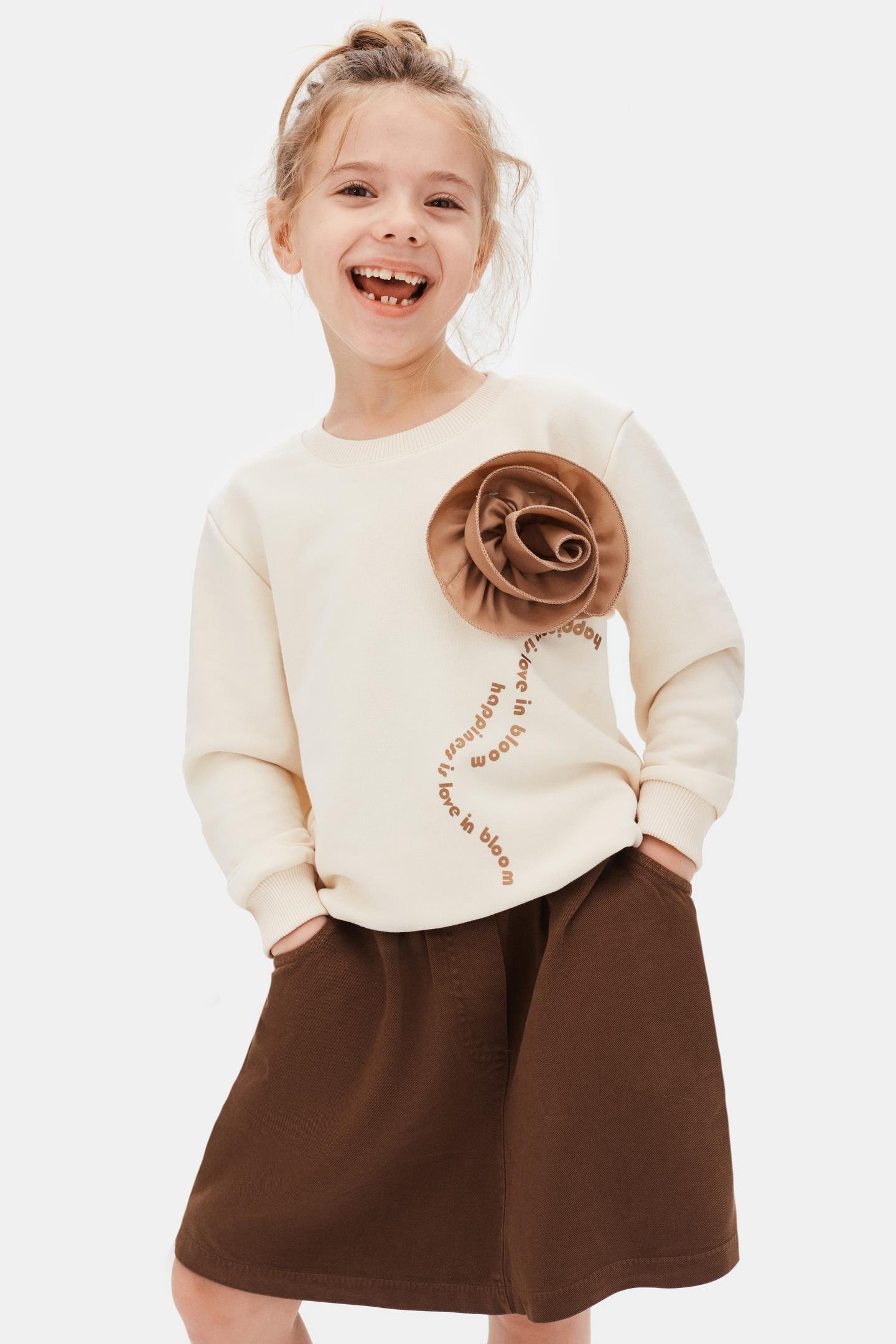 Güllü Sweat - Krem